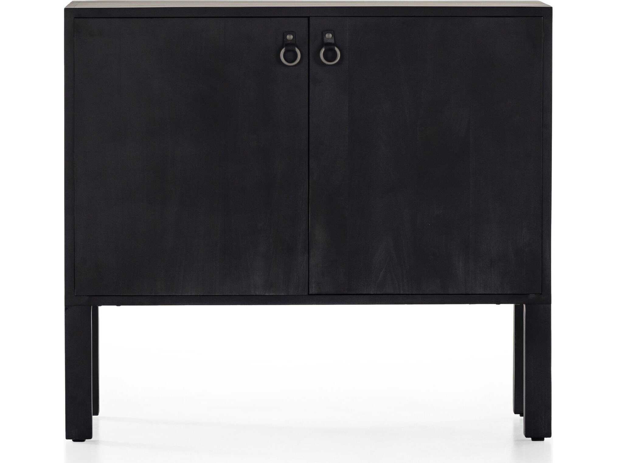 Four Hands Fulton Isador Black Wash Poplar  Wood Bar Cabinet