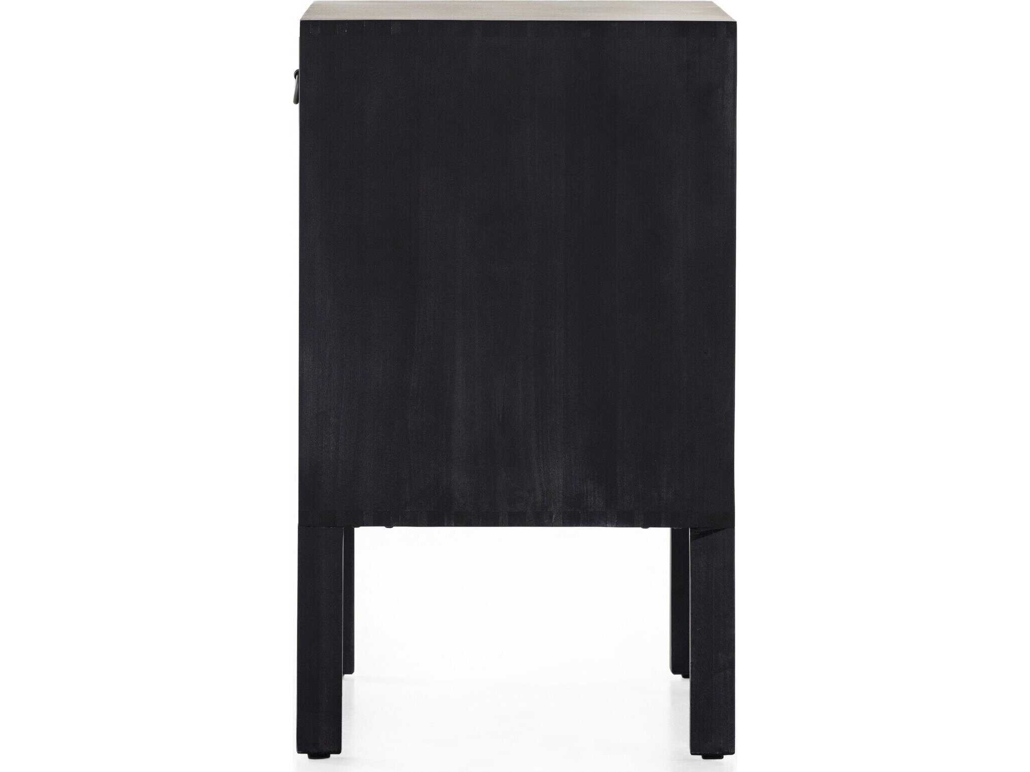 Four Hands Fulton Isador Black Wash Poplar  Wood Bar Cabinet