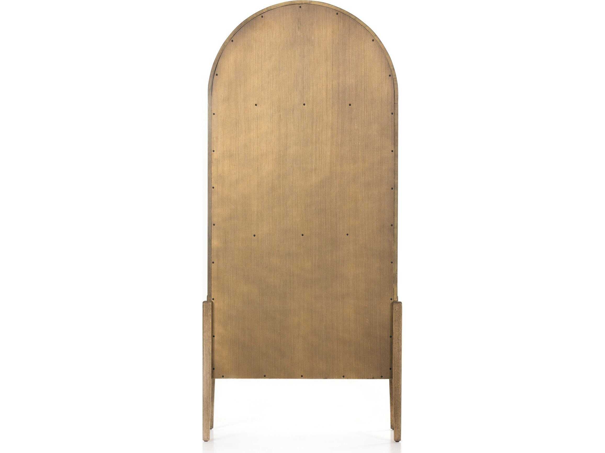 Luxecor Globetrotter Tolle Oak Wood Antique Brass Tempered Glass Drifted Display Cabinet