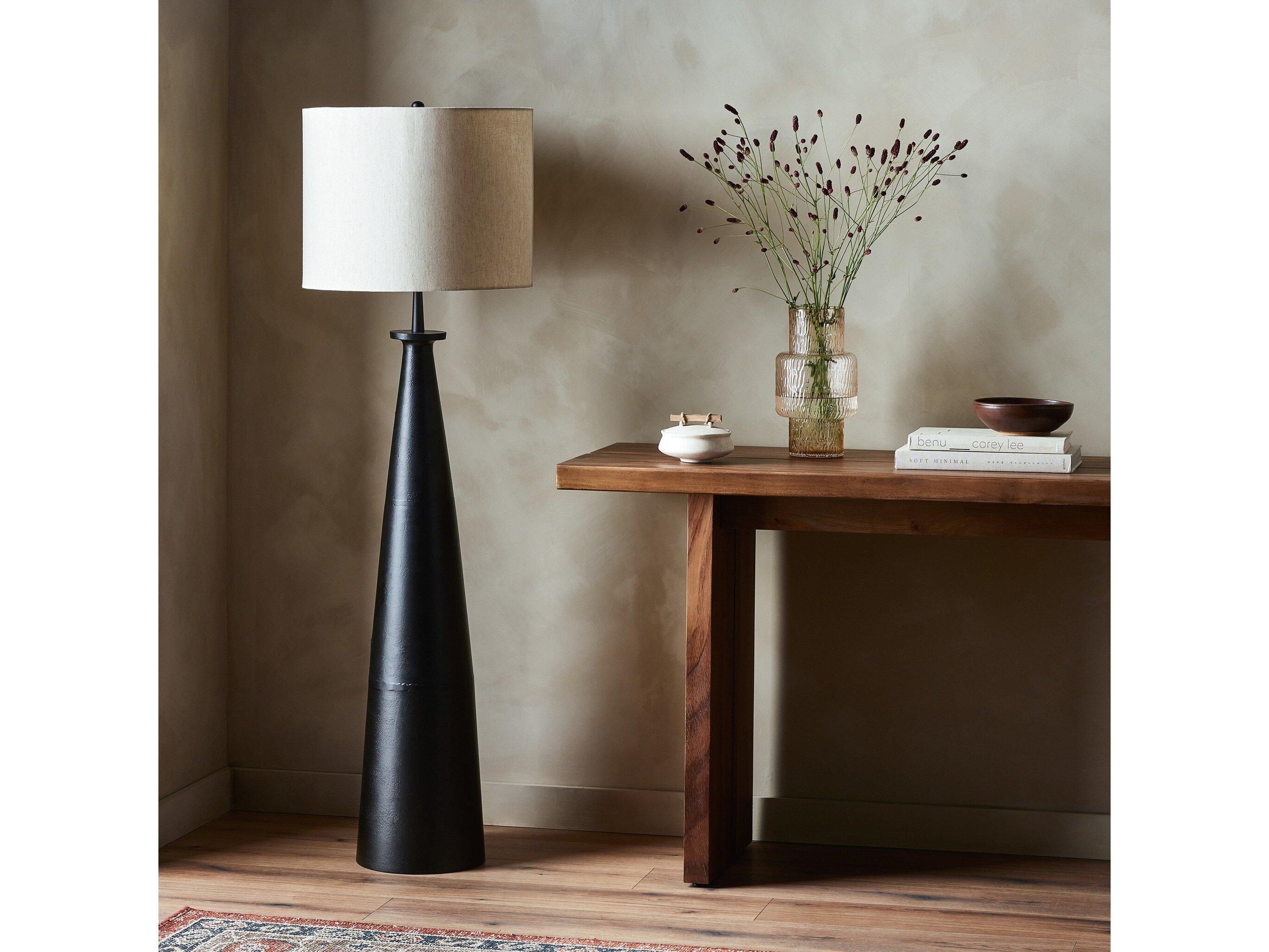 Four Hands Asher Matte Black Cast Floor Lamp