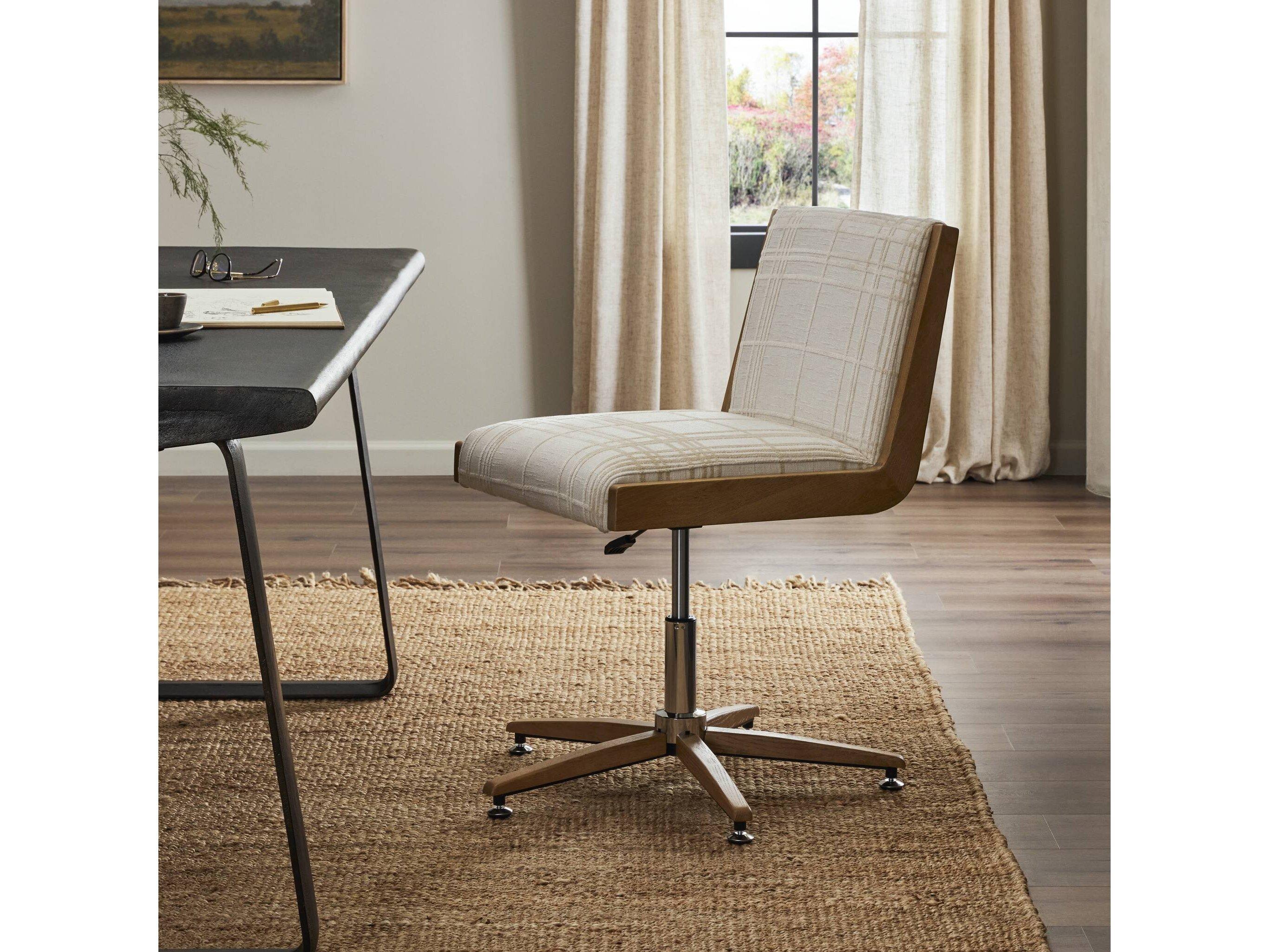 Four Hands Ashford Carla Beige Wood Swivel Task Office Chair