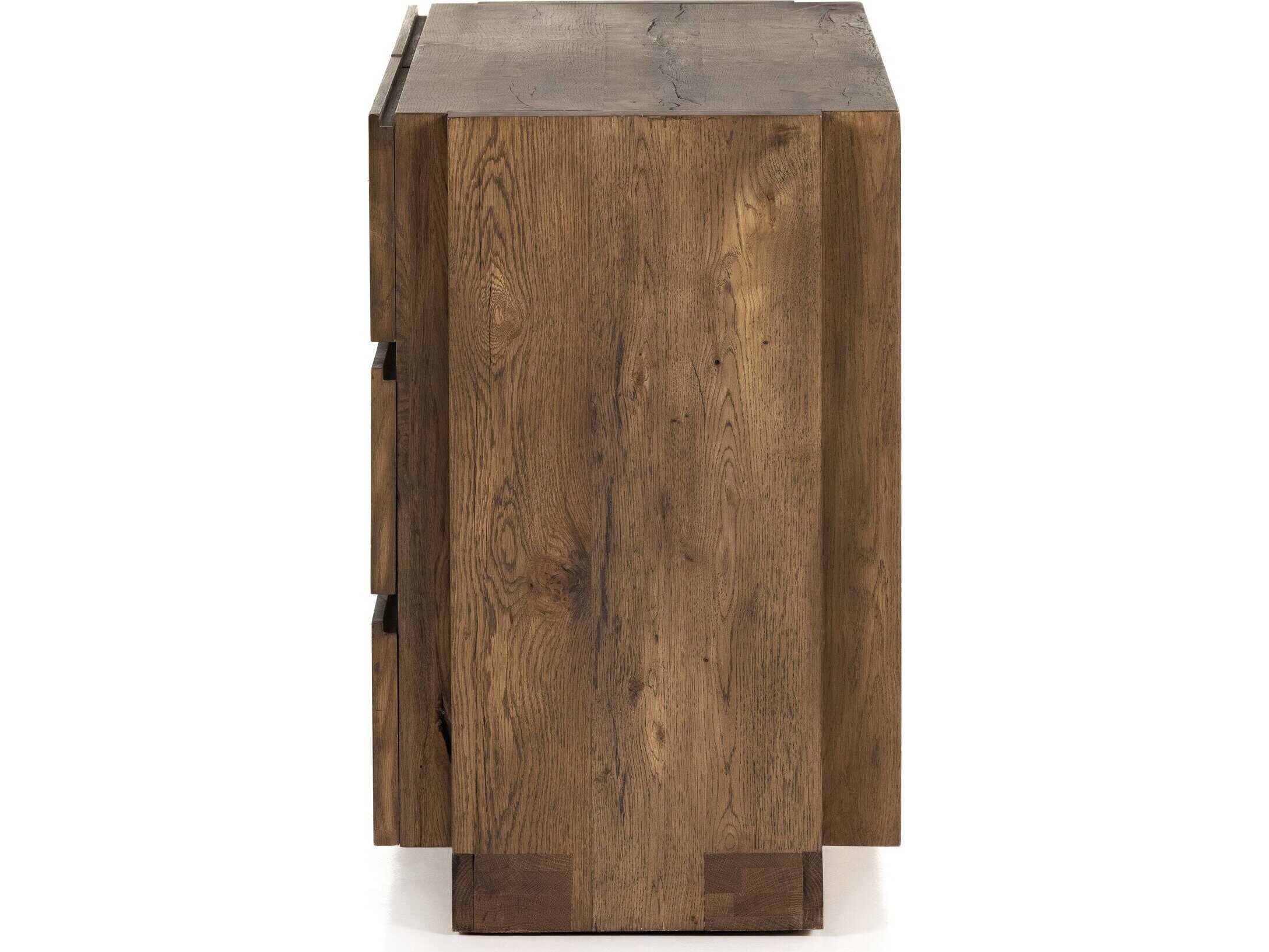 Four Hands Bina Perrin 6-Drawers Brown Oak Wood Double Dresser