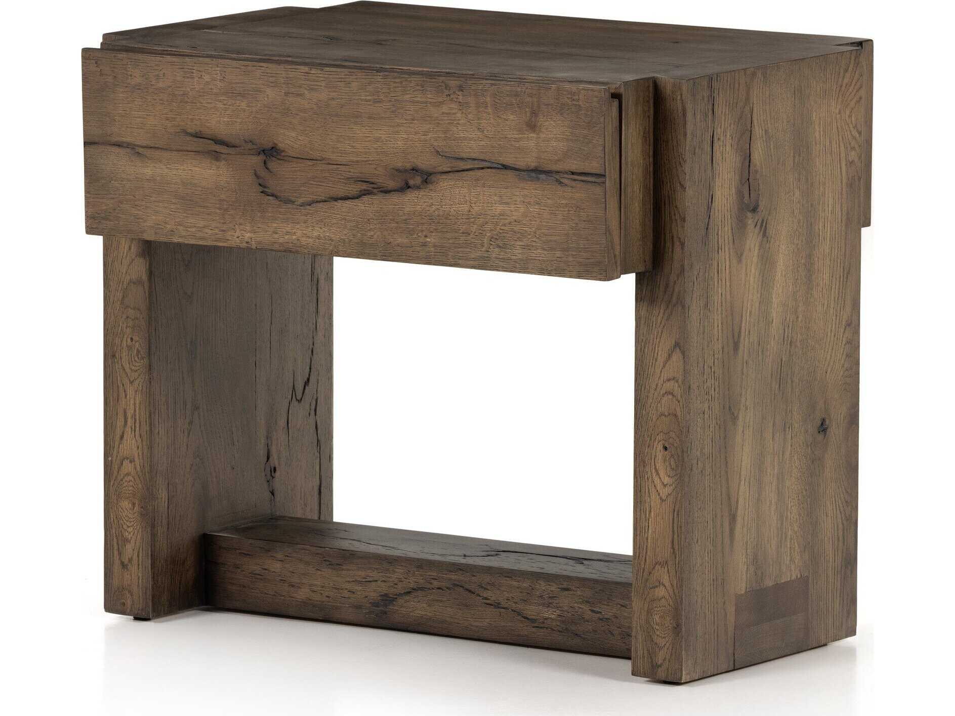 Four Hands Bina Perrin 1-Drawer Brown Oak Wood Nightstand