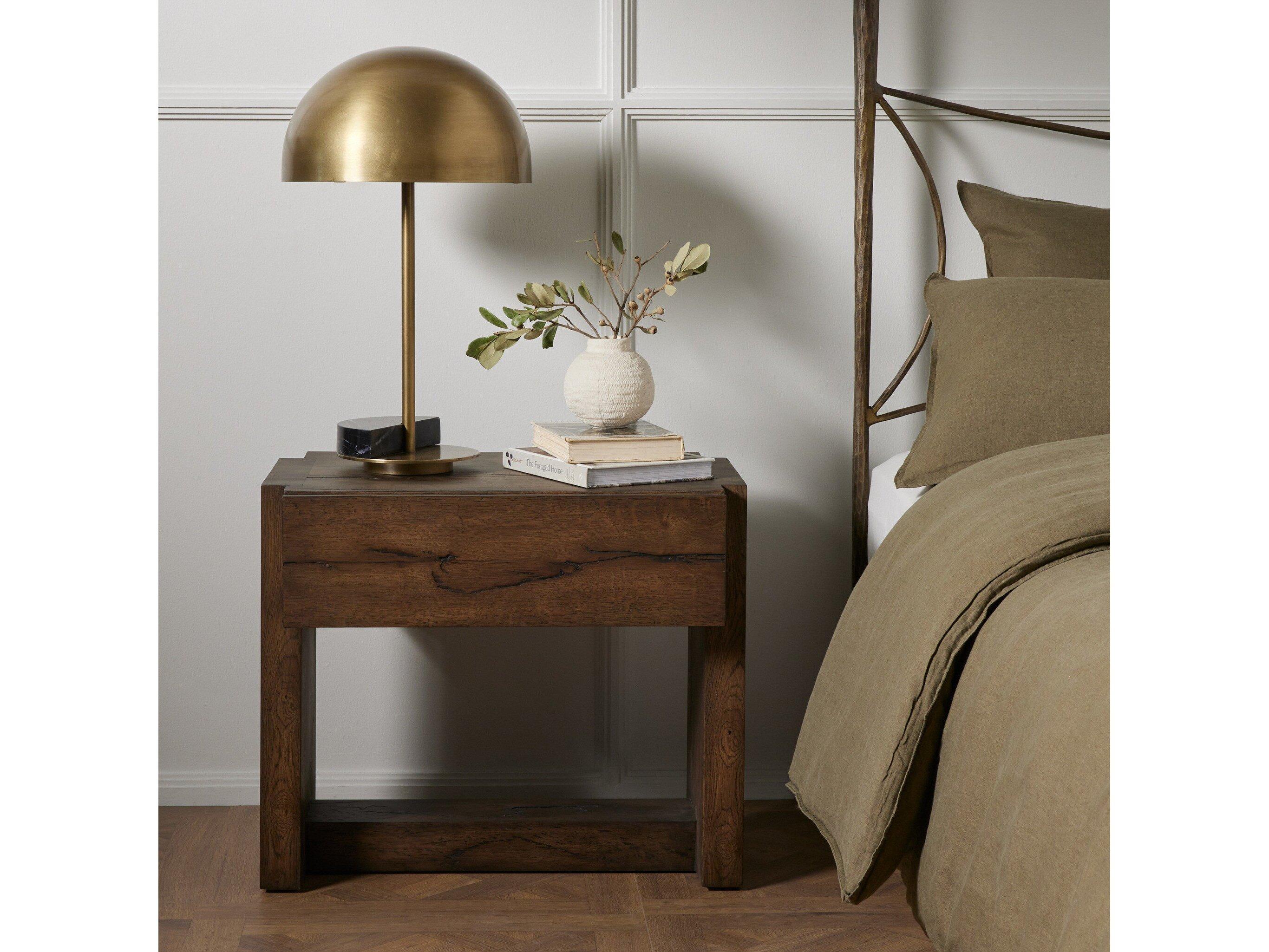 Four Hands Bina Perrin 1-Drawer Brown Oak Wood Nightstand