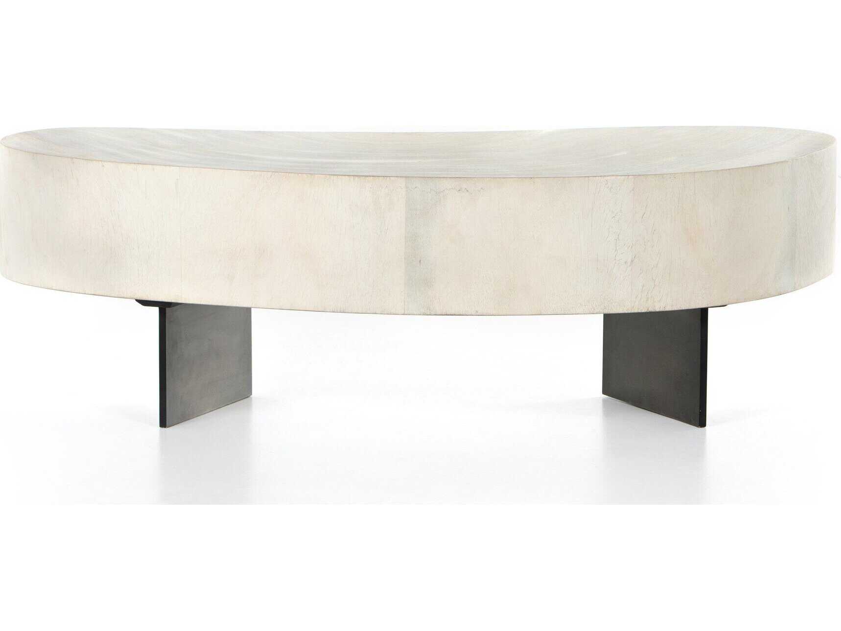 Four Hands Wesson Avett Wood Gunmetal Bleached Guanacaste Oyster Coffee Table