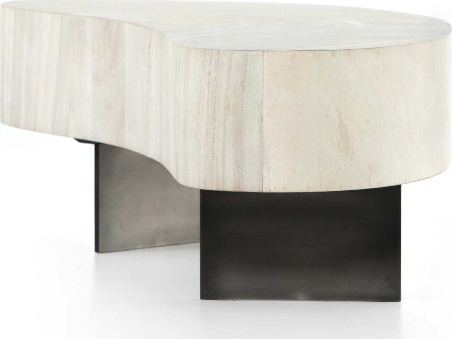 Four Hands Wesson Avett Wood Gunmetal Bleached Guanacaste Oyster Coffee Table