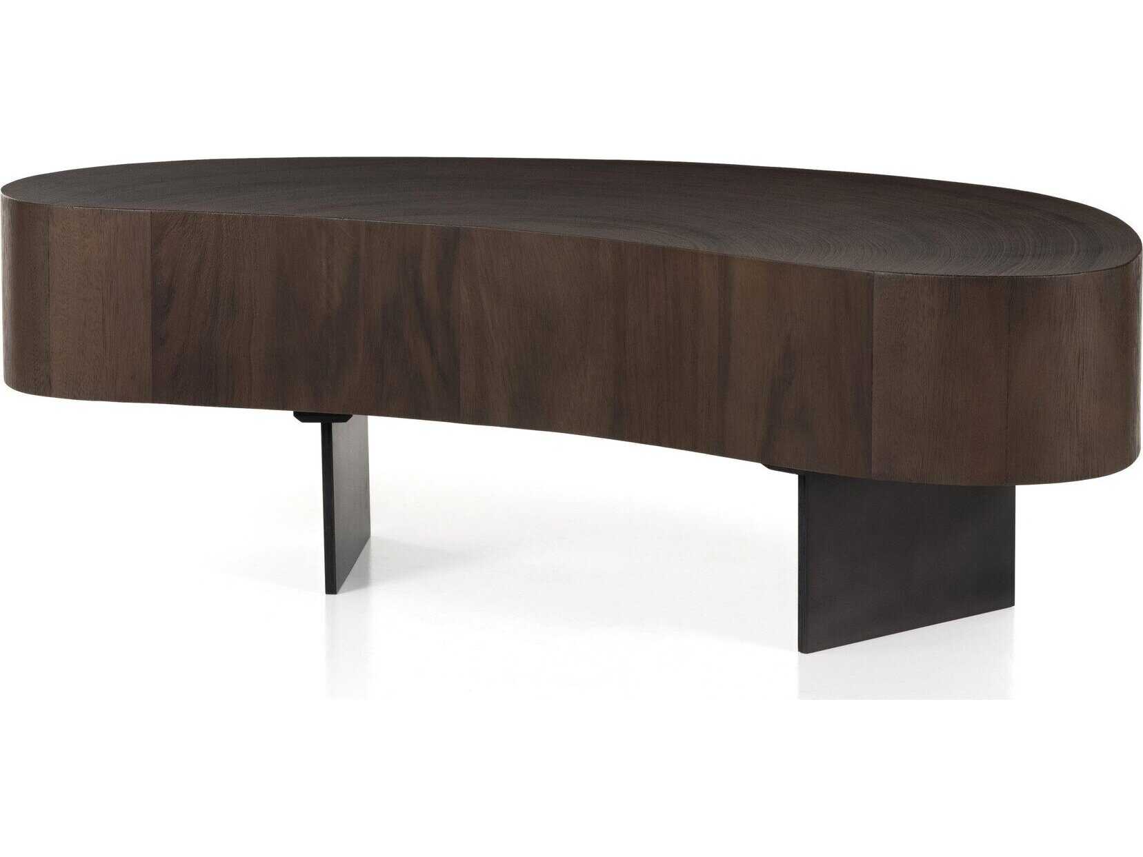 Four Hands Wesson Avett Wood Gunmetal Smoked Guanacaste Oyster Coffee Table