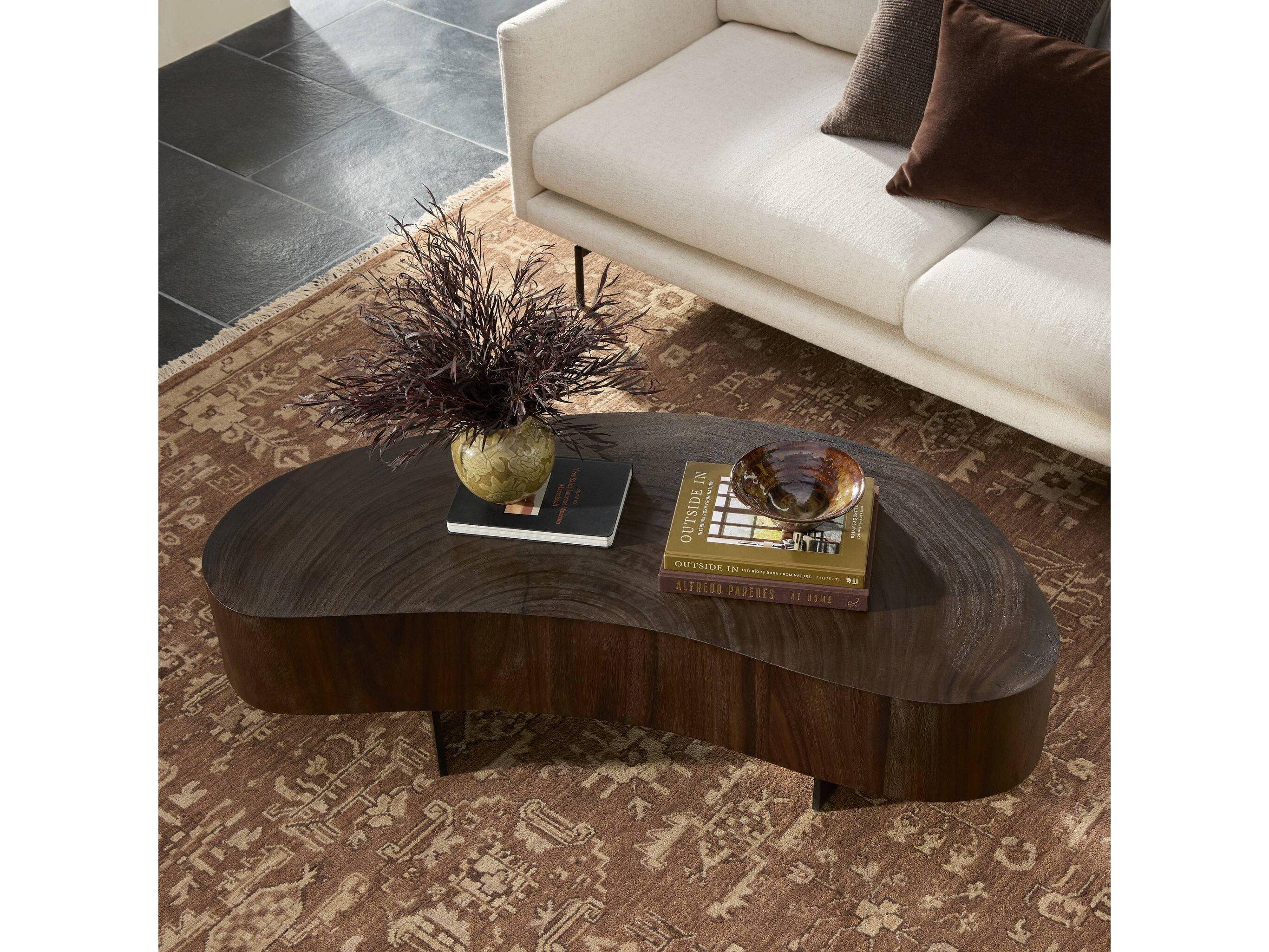 Four Hands Wesson Avett Wood Gunmetal Smoked Guanacaste Oyster Coffee Table