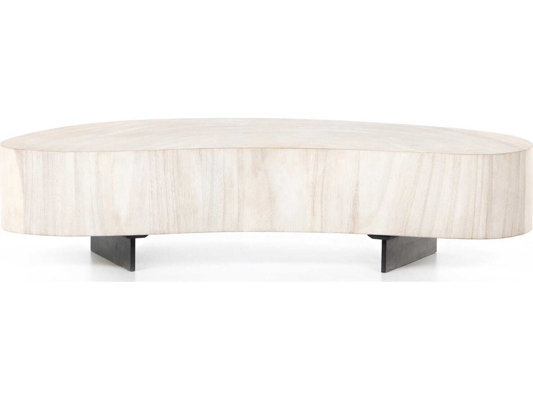 Four Hands Wesson Avett Wood Gunmetal Bleached Guanacaste Oyster Coffee Table