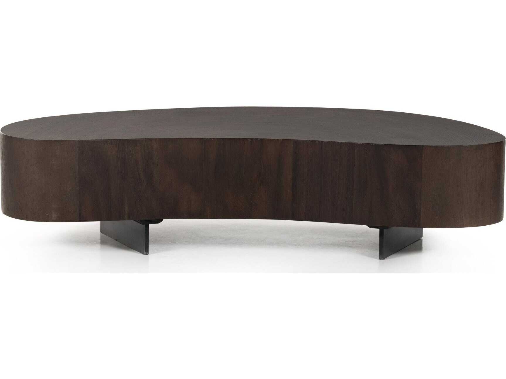 Four Hands Wesson Avett Wood Gunmetal Smoked Guanacaste Oyster Coffee Table