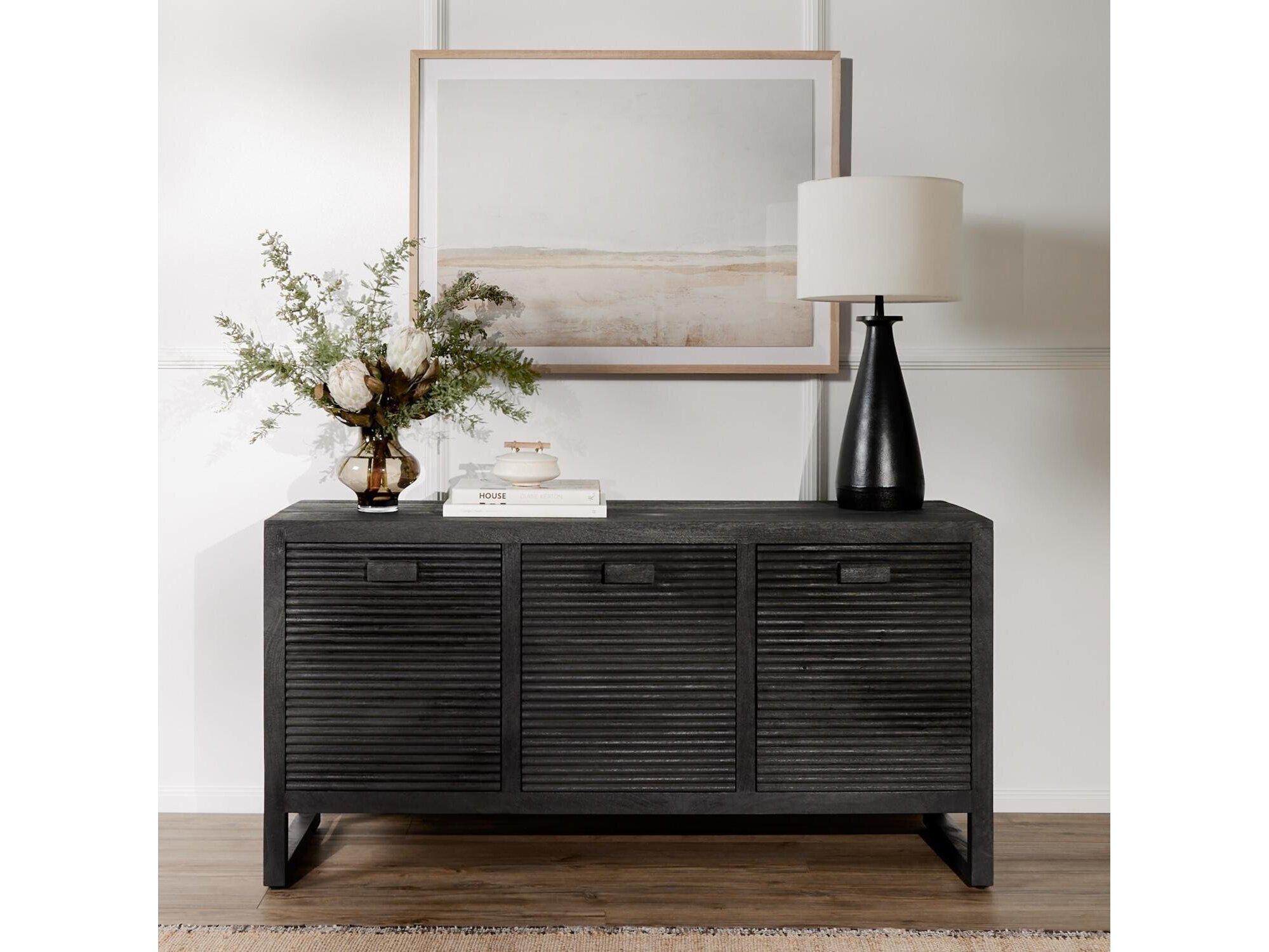 Four Hands Maya Lorne 59" Mango Wood Dark Reeded Totem Media Console