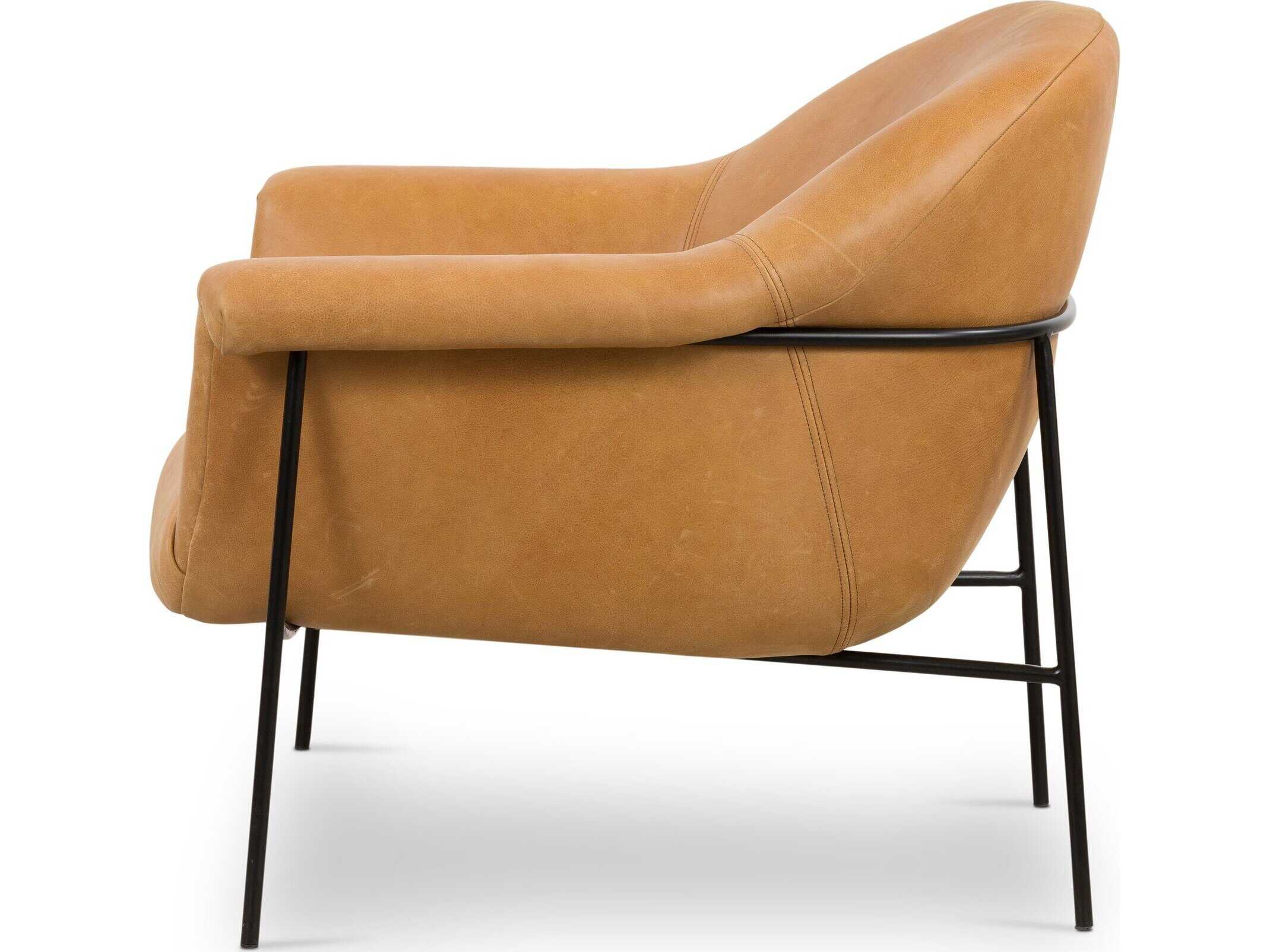 Four Hands Farrow Suerte Brown Leather Accent Chair