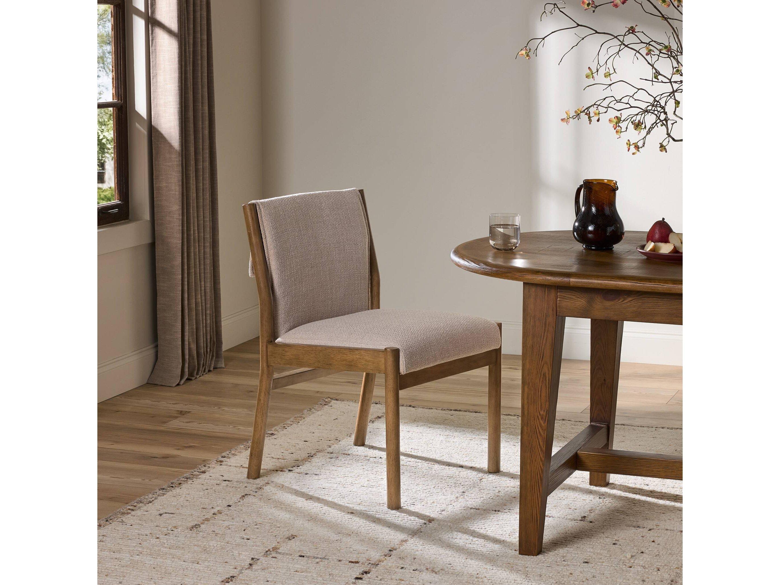 Four Hands Belfast Hito Fabric Solid Wood Beige Upholstered Side Dining Chair