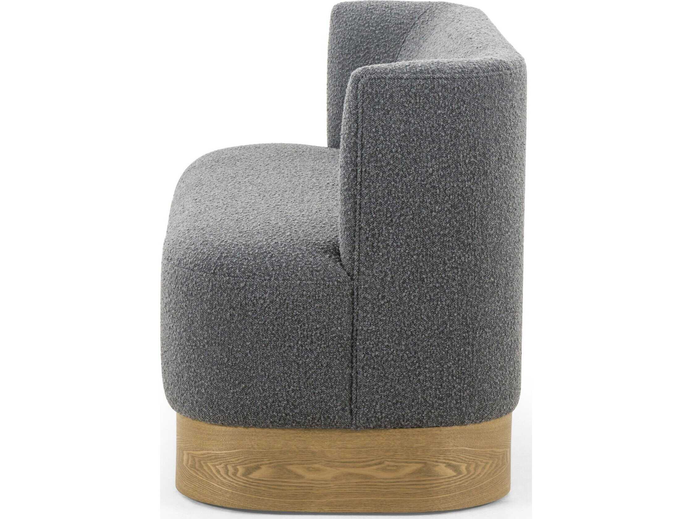 Four Hands Grayson Toasted Ash Veneer Knoll Charcoal Gray Upholstered Accent Bench