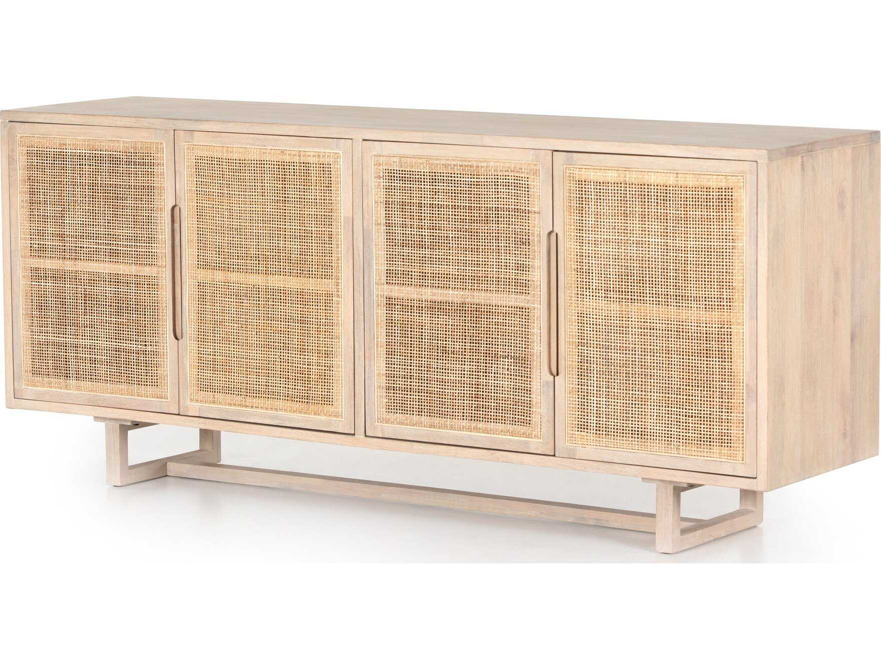 Four Hands Patten Clarita 72" Mango Wood White Wash Natural Cane Sideboard