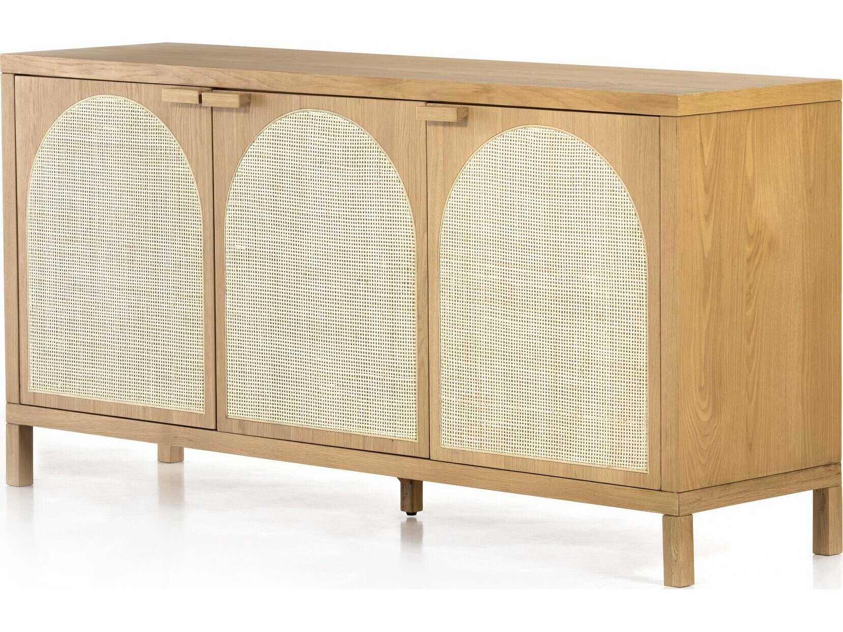 Four Hands Filmore Allegra 69" Oak Wood Honey Light Natural Cane Sideboard