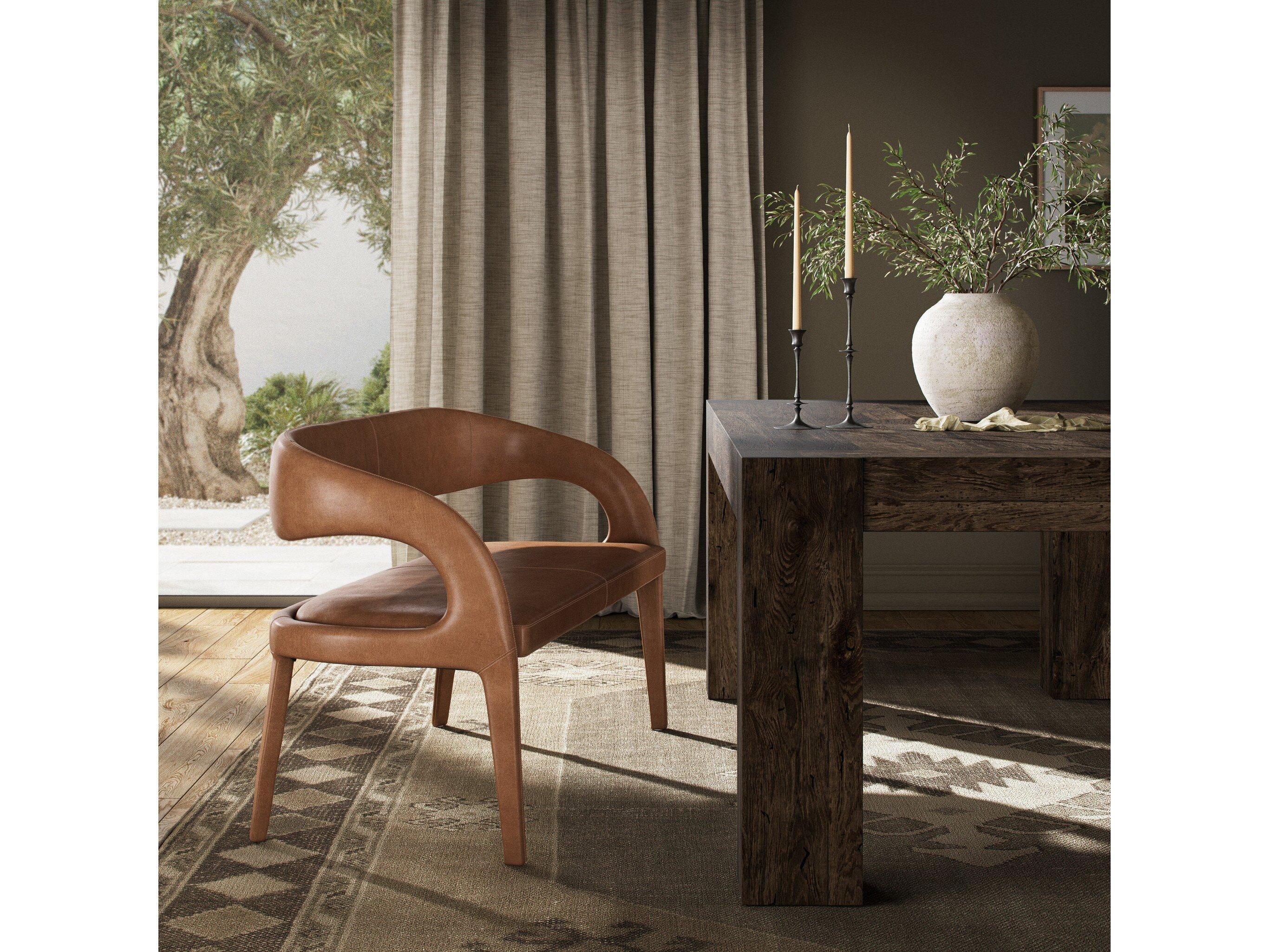 Four Hands Townsend Sonoma Butterscotch Brown Leather Accent Bench