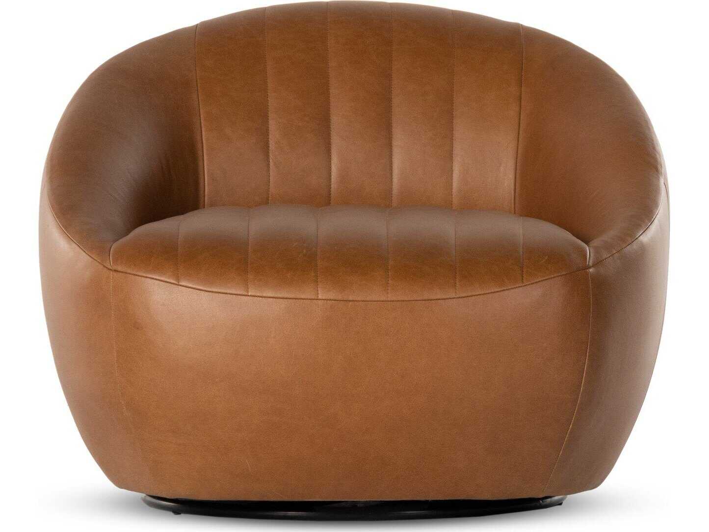 Four Hands Belfast Audie Heirloom Sienna Leather Swivel Chair