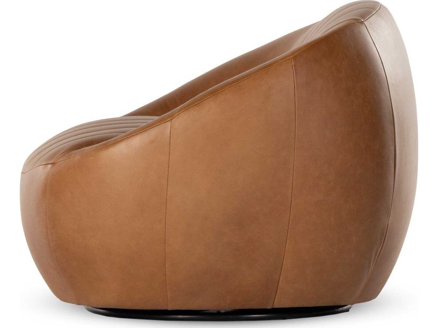 Four Hands Belfast Audie Heirloom Sienna Leather Swivel Chair