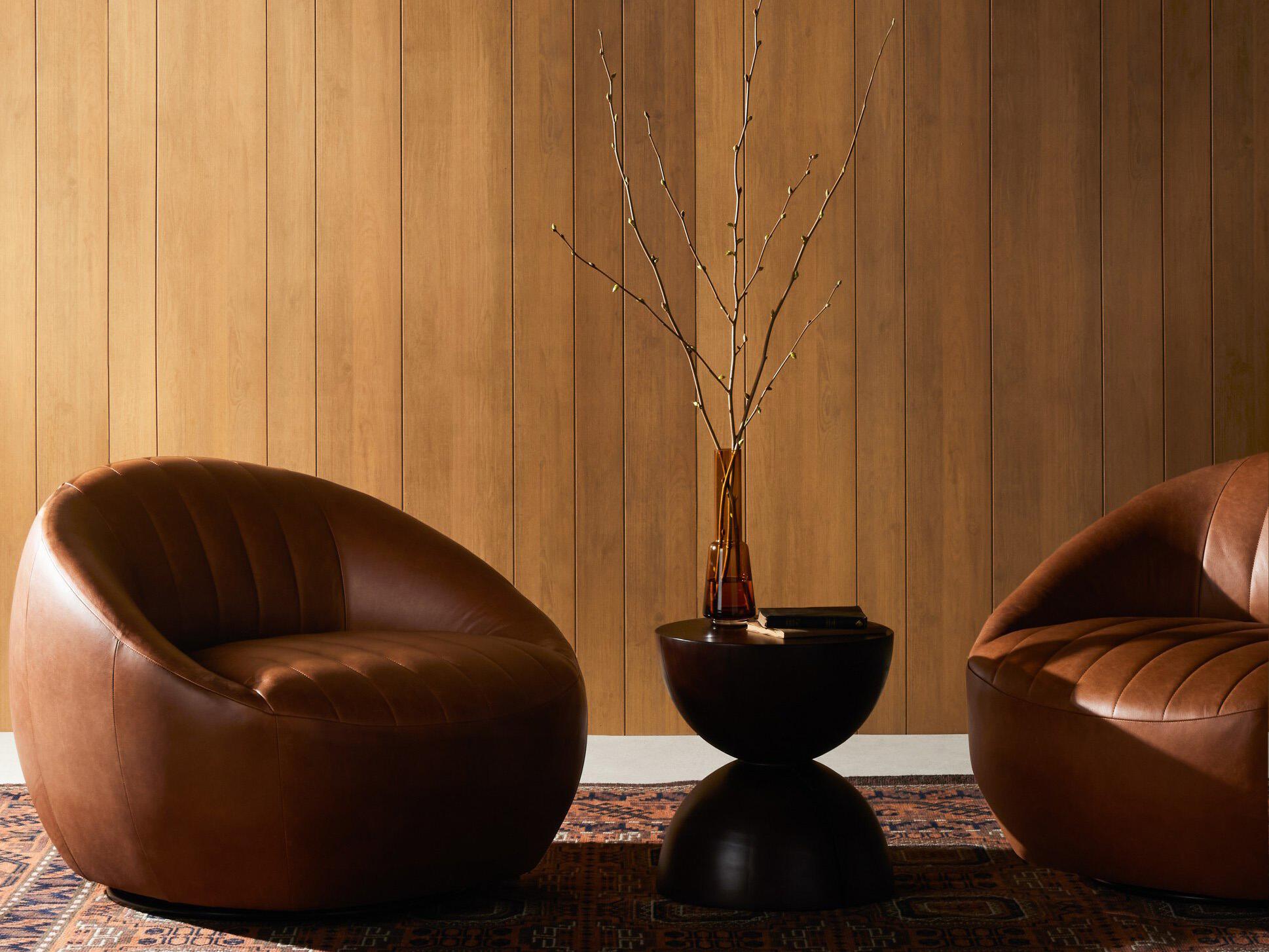 Four Hands Belfast Audie Heirloom Sienna Leather Swivel Chair