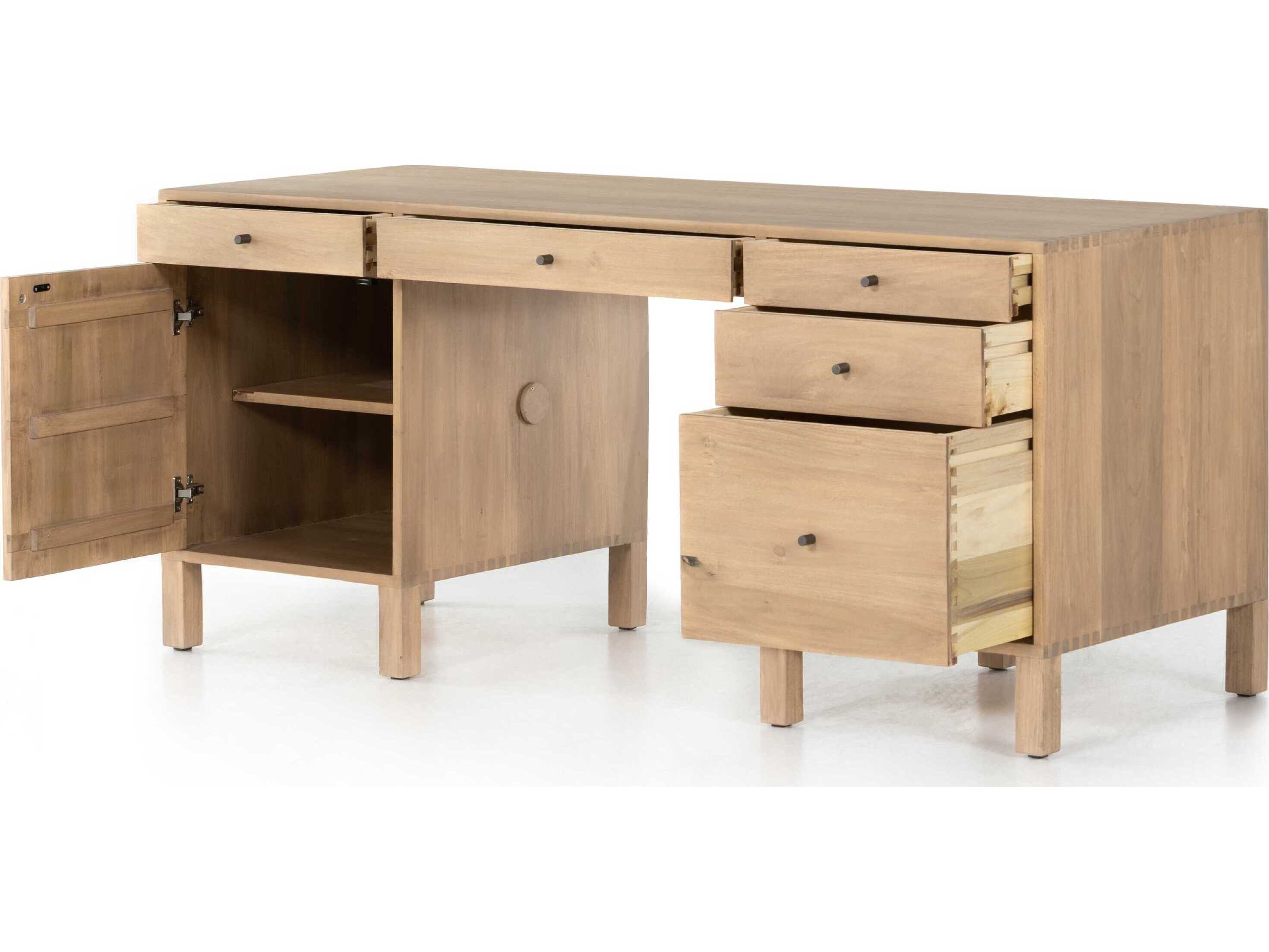 Four Hands Fulton Isador Brown Poplar Wood Executive Desk