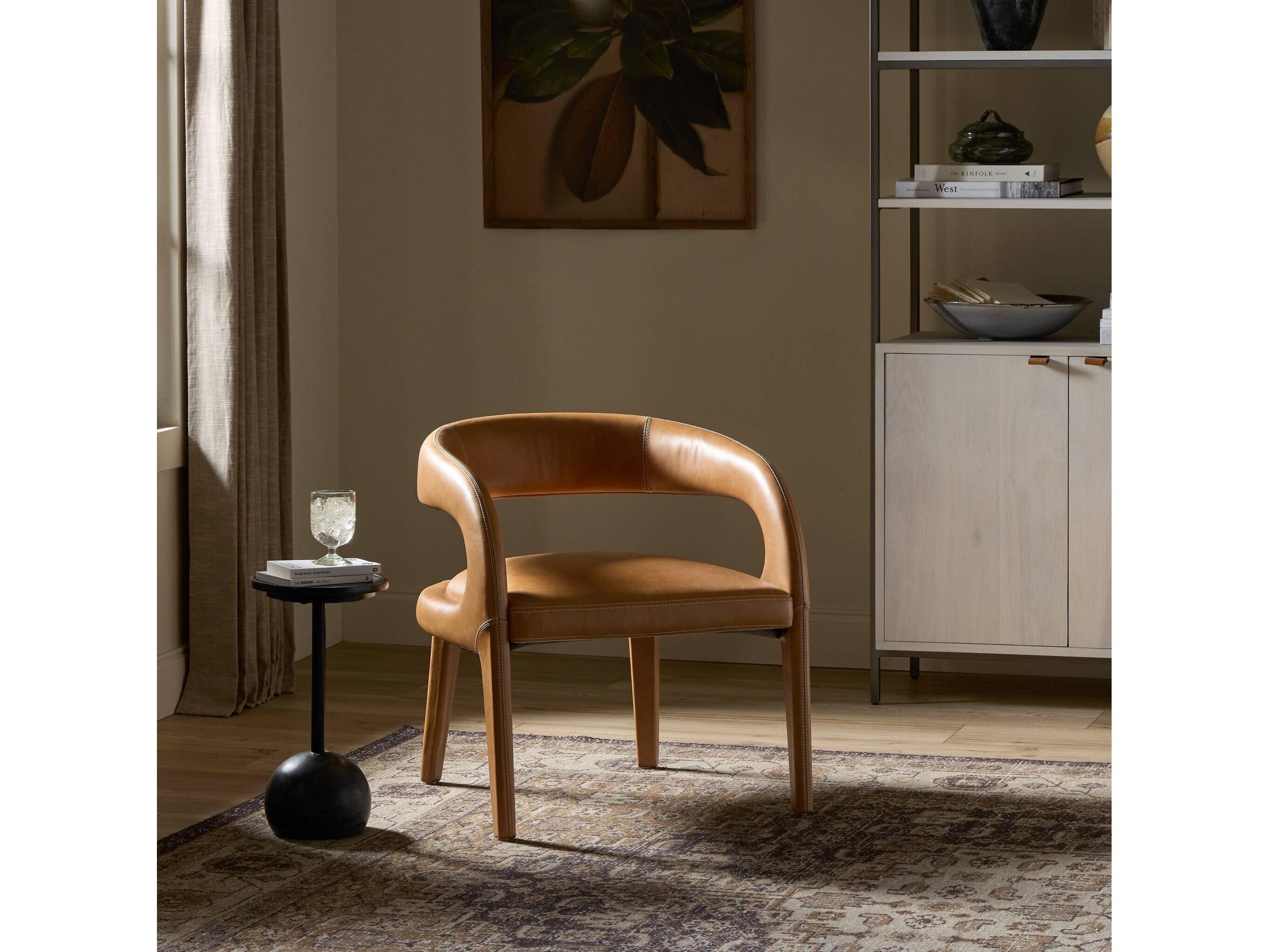 Four Hands Townsend Hawkins Brown Leather Accent Chair