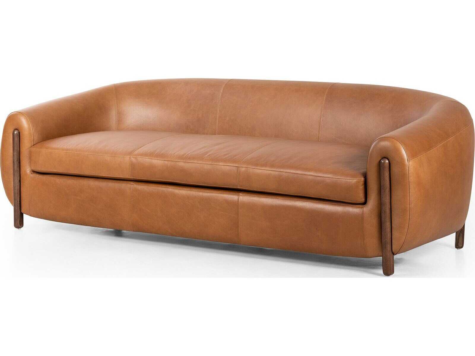 Four Hands Caswell Lyla Valencia Camel Leather Sofa