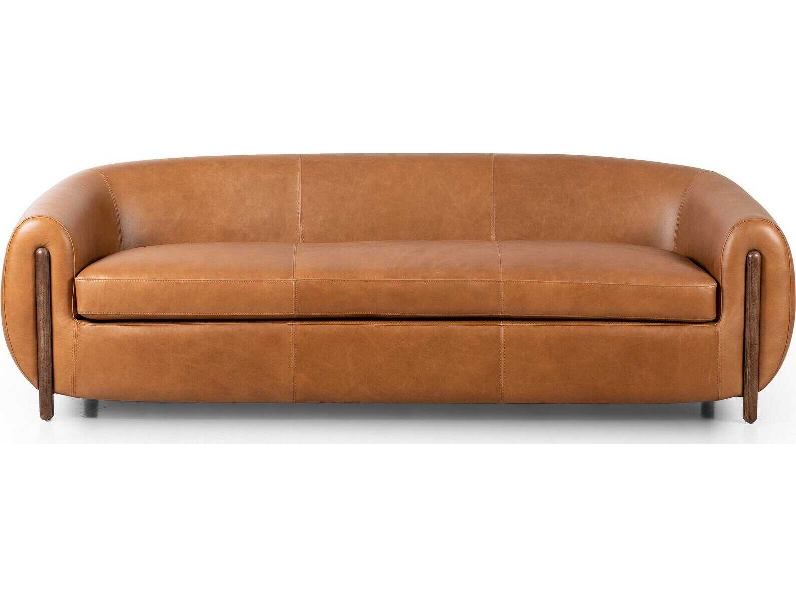 Four Hands Caswell Lyla Valencia Camel Leather Sofa