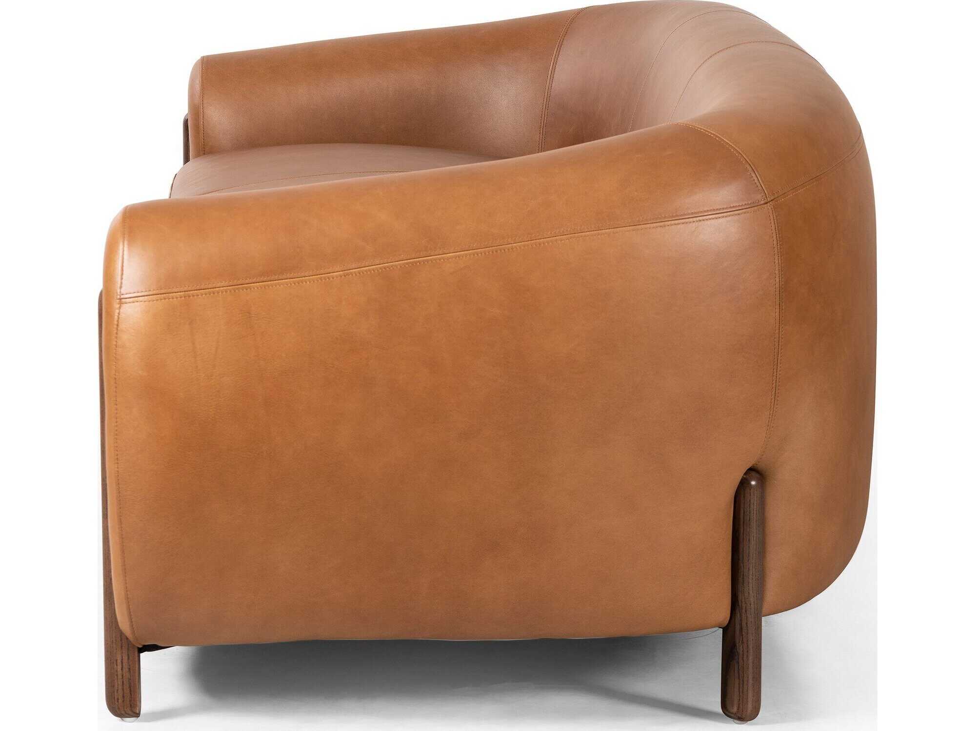 Four Hands Caswell Lyla Valencia Camel Leather Sofa