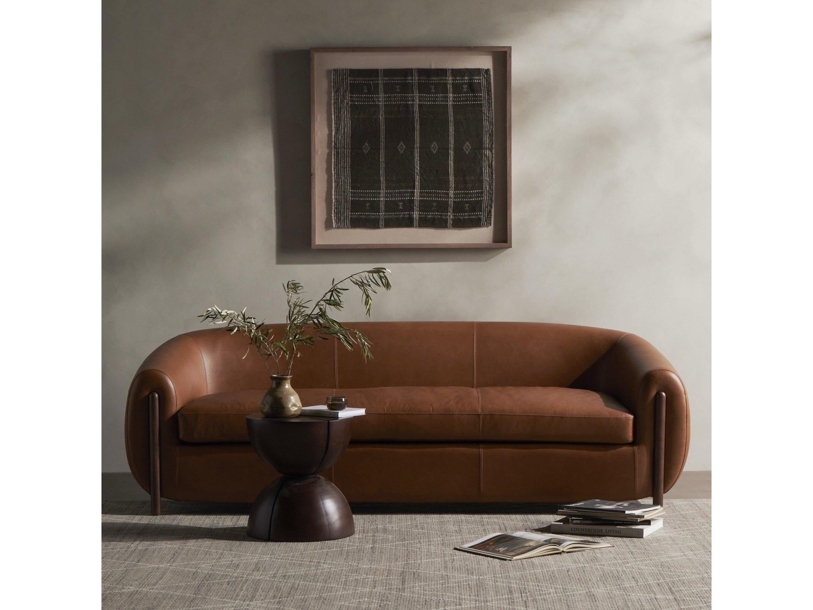 Four Hands Caswell Lyla Valencia Camel Leather Sofa