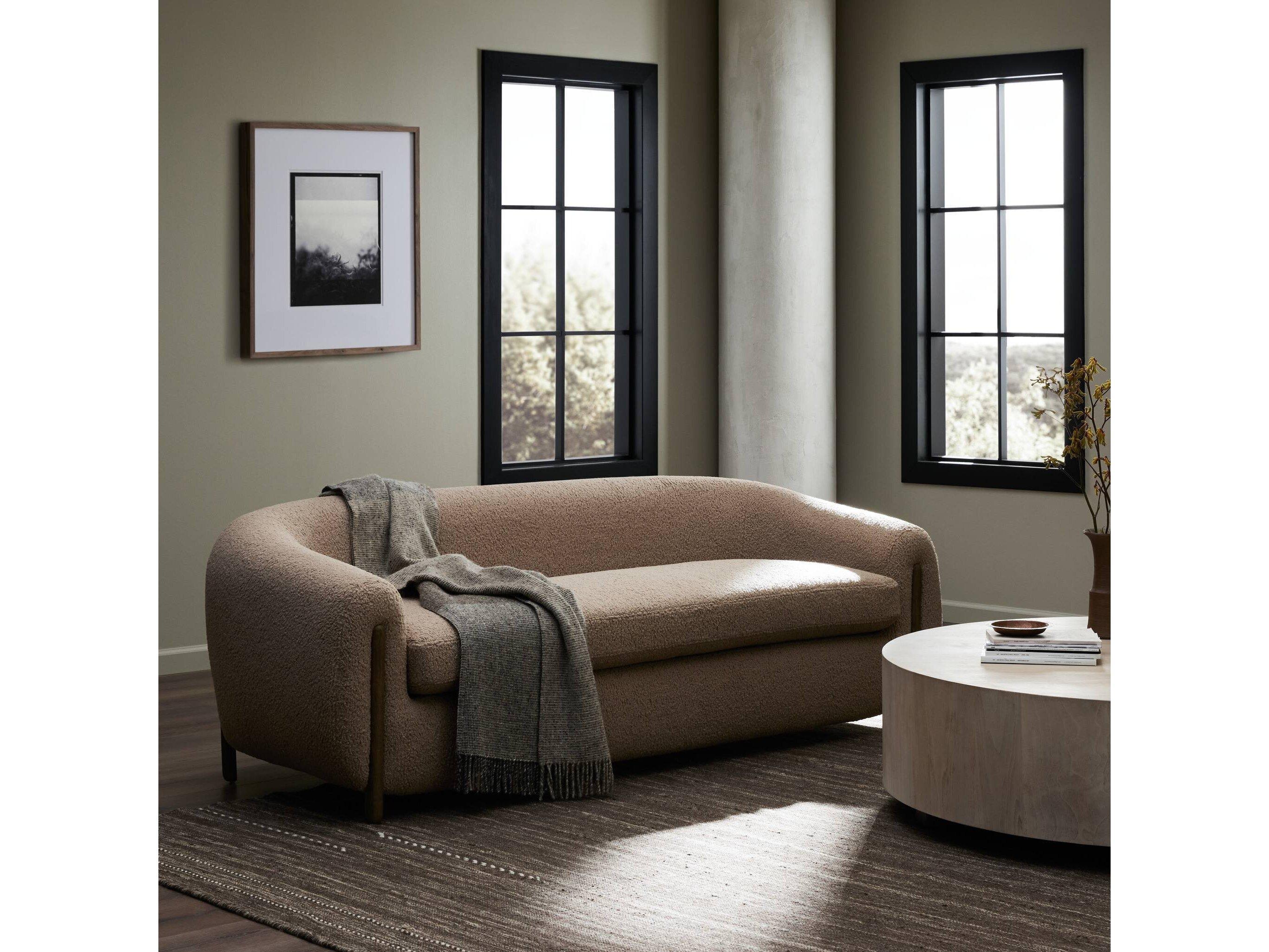 Four Hands Caswell Lyla Sheepskin Camel Upholstered Sofa