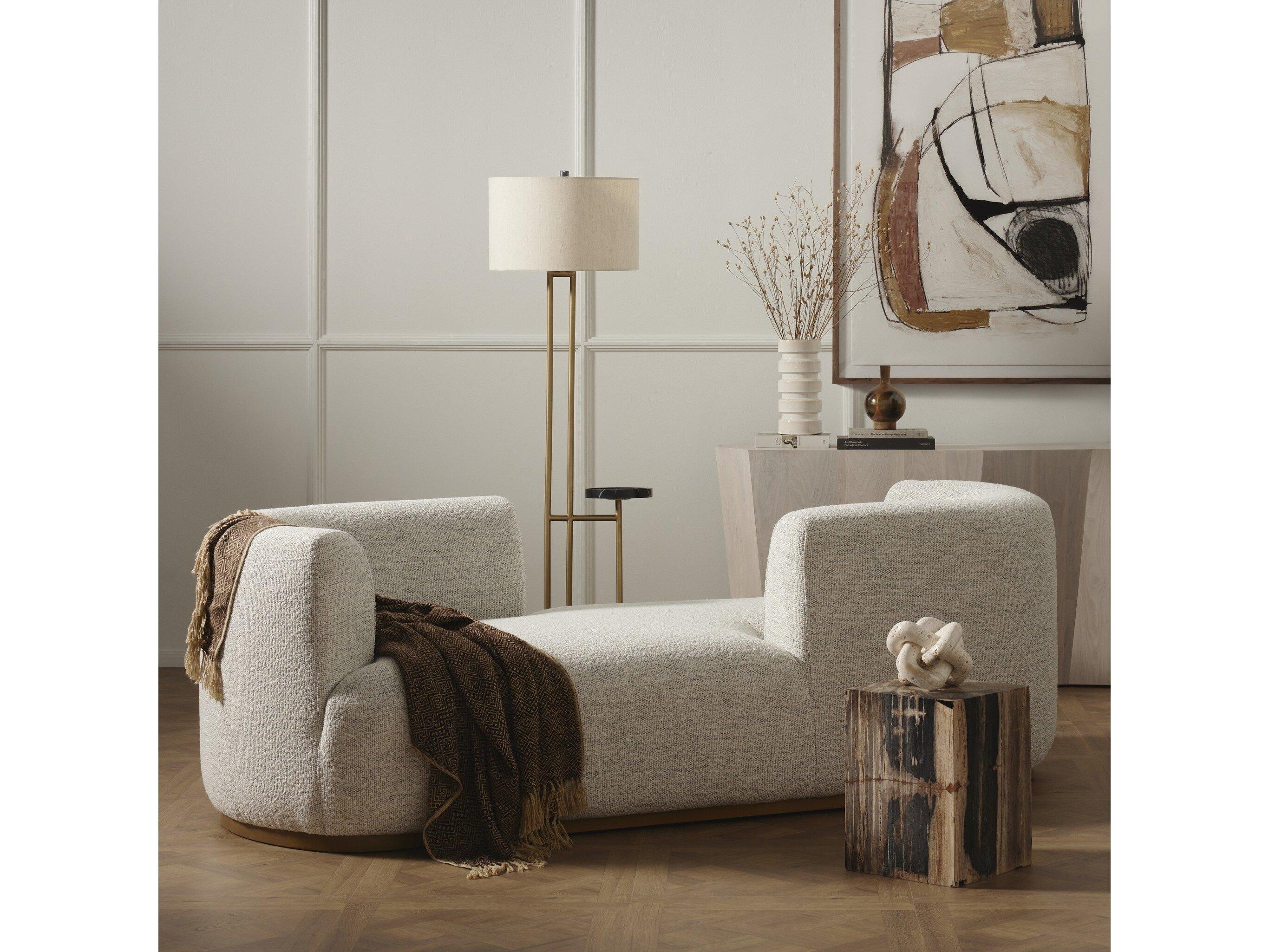 Four Hands Centrale Deandra Tete A Weathered Umber Merino Cotton Gray Upholstered Chaise