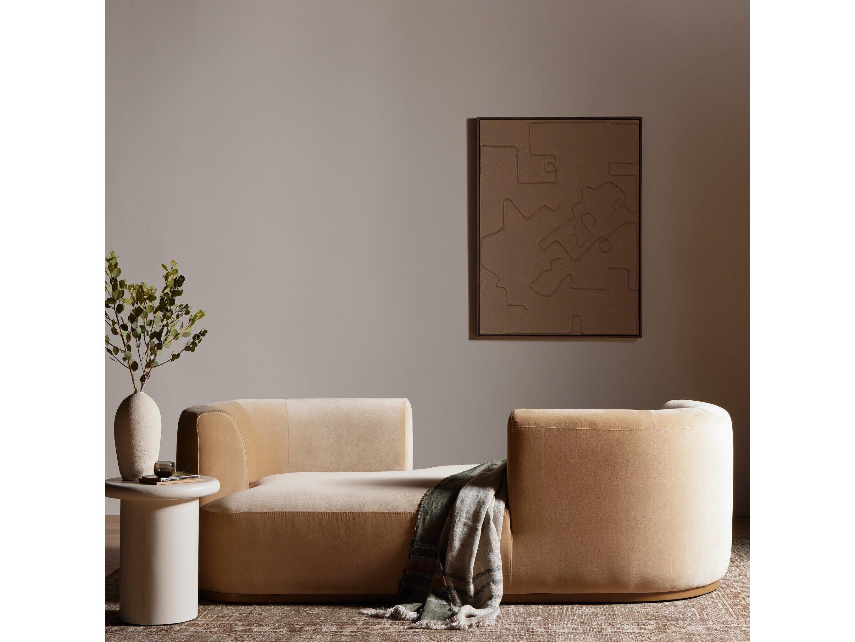 Four Hands Centrale Deandra Surrey Camel Upholstered Tete A Tete Chaise