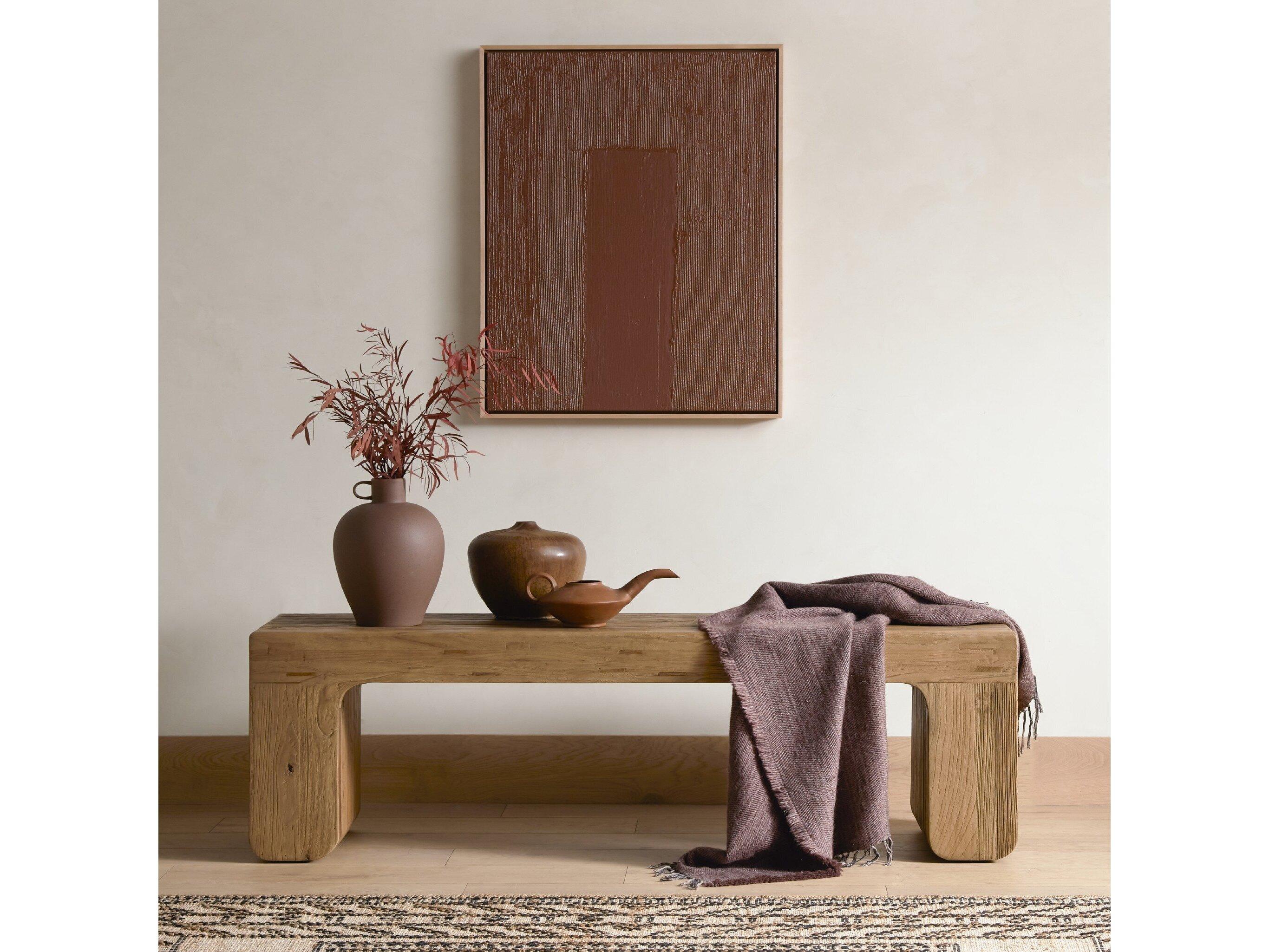 Four Hands Wells Natural Elm Brown Accent Bench