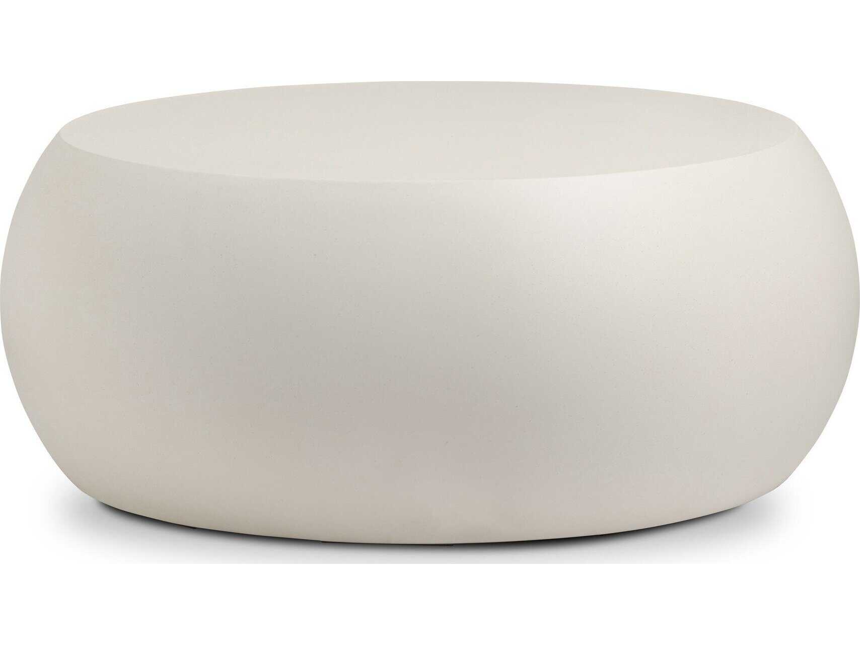Four Hands Thayer West Round Concrete Ivory Clay Coffee Table