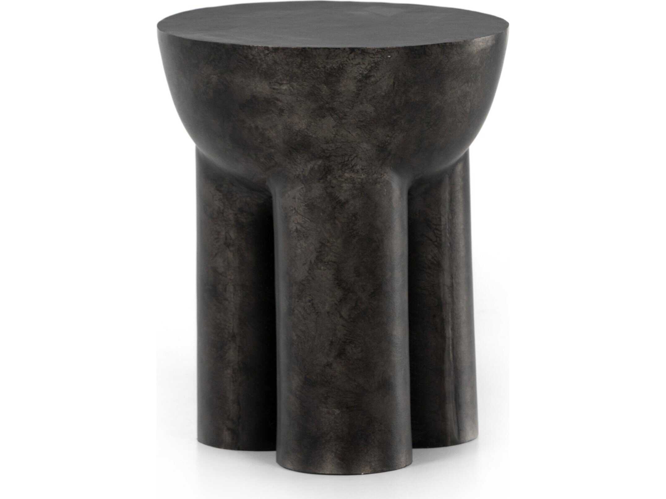 Four Hands Marlow Sante Round Metal Raw Black End Table