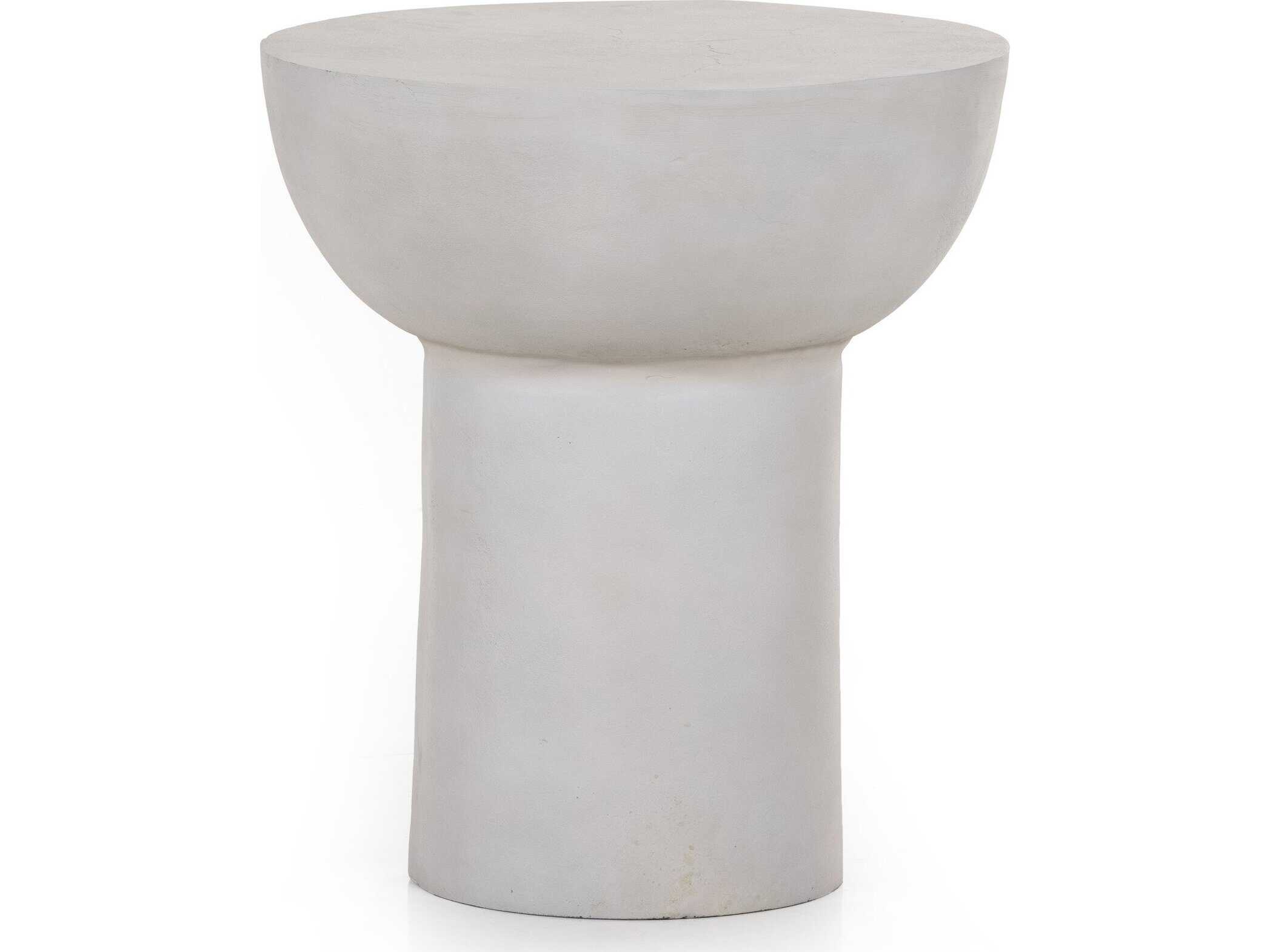 Four Hands Marlow Searcy Round Metal Textured Matte White End Table