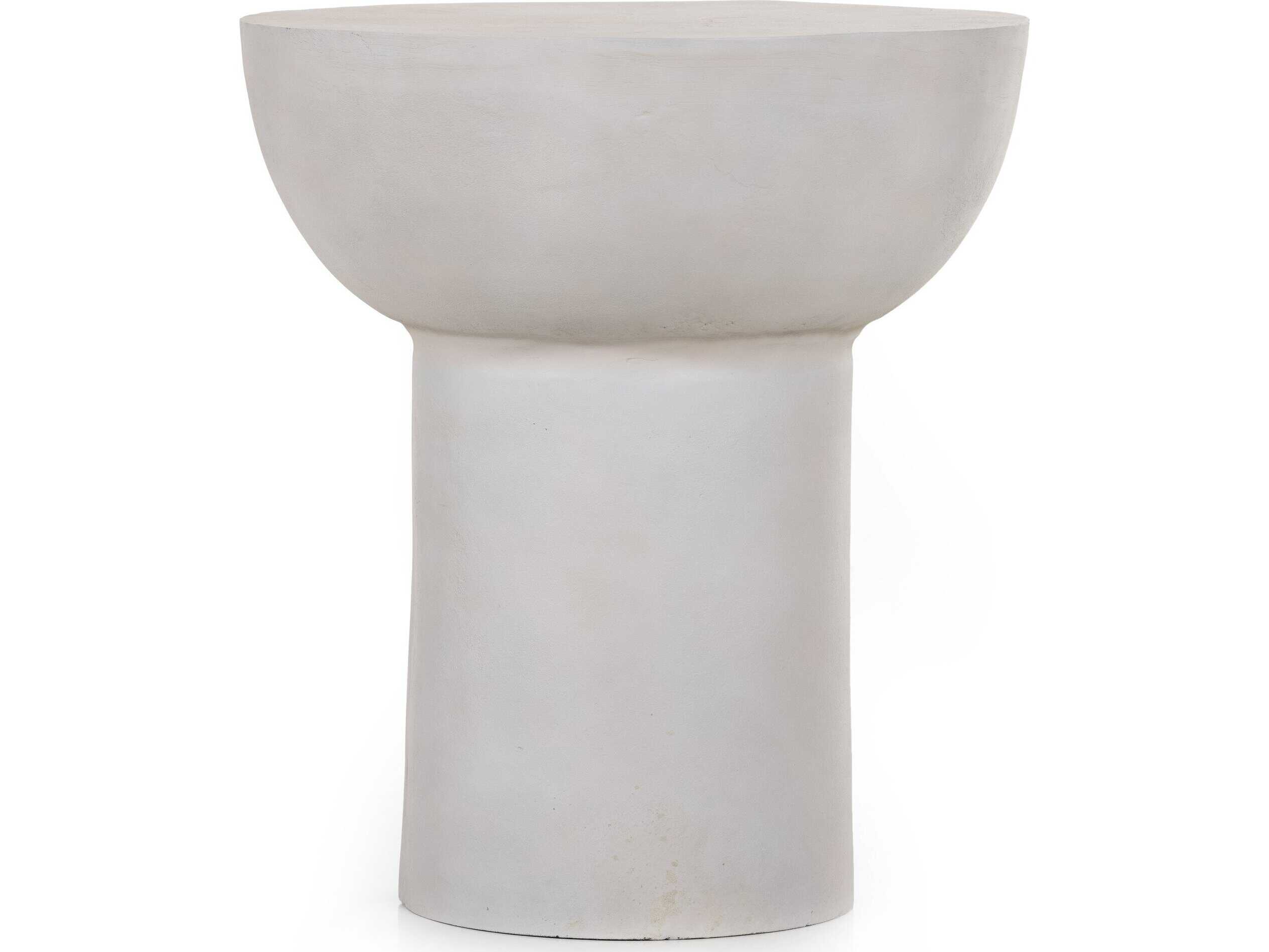 Four Hands Marlow Searcy Round Metal Textured Matte White End Table