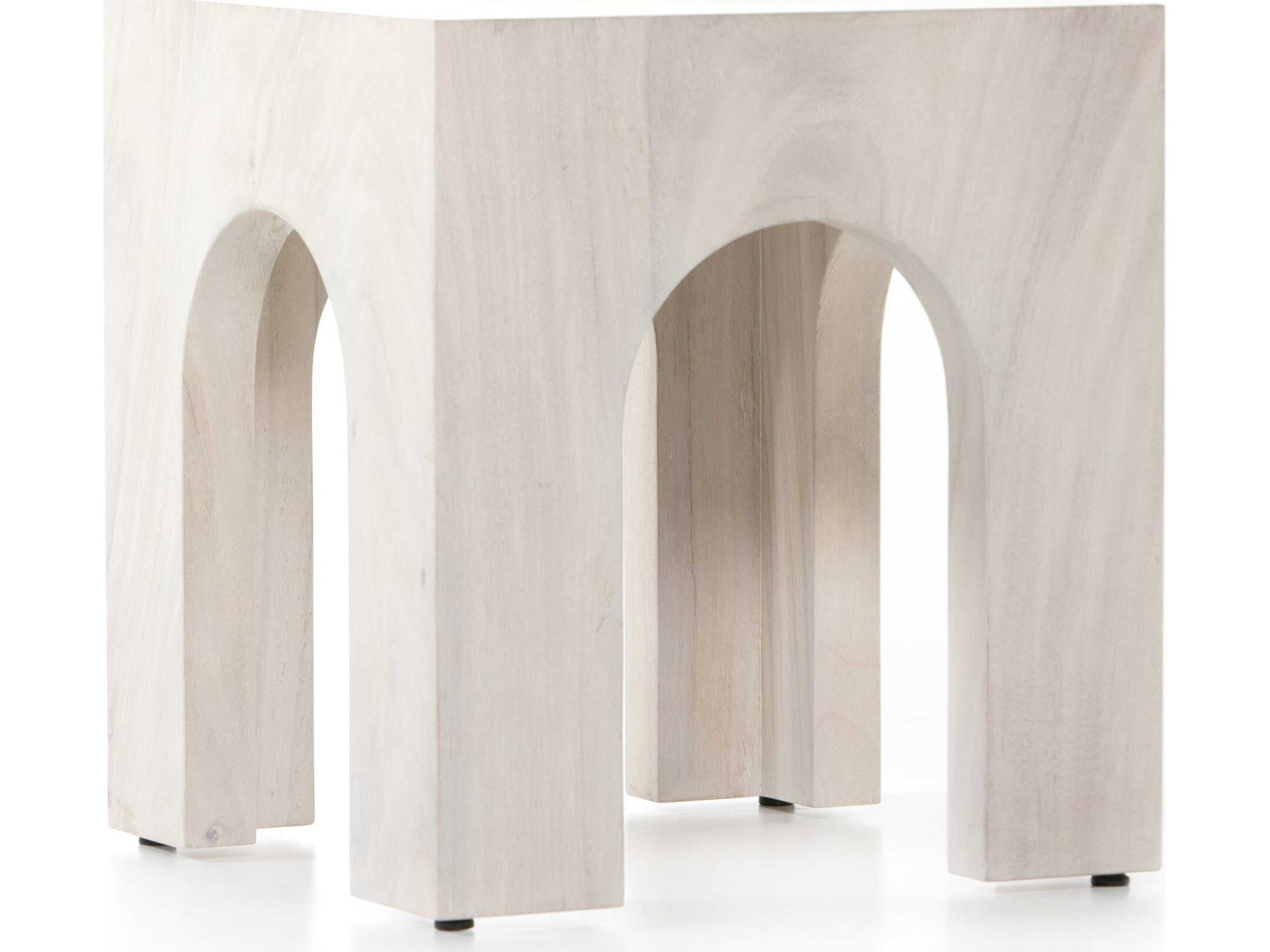 Four Hands Wesson Fausto Square Wood Bleached Guanacaste End Table