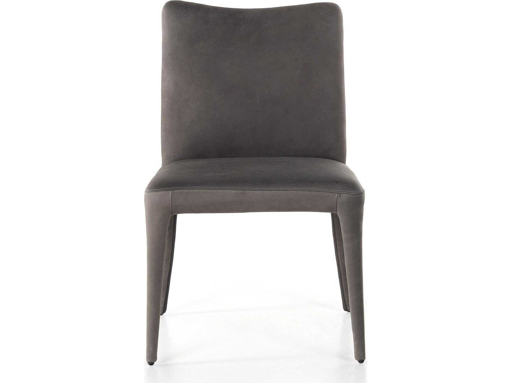 Four Hands Carnegie Monza Leather Gray Upholstered Side Dining Chair