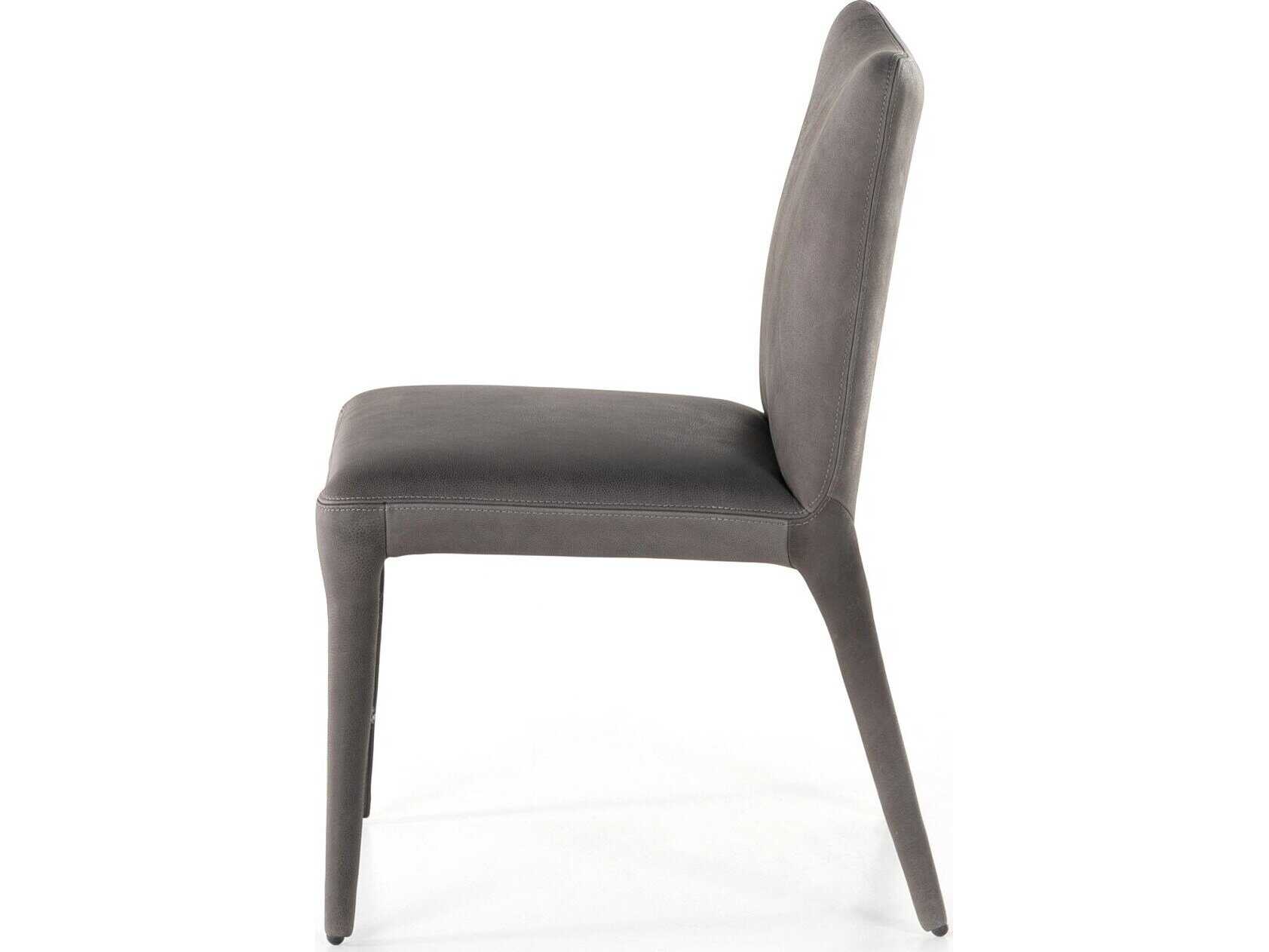 Four Hands Carnegie Monza Leather Gray Upholstered Side Dining Chair