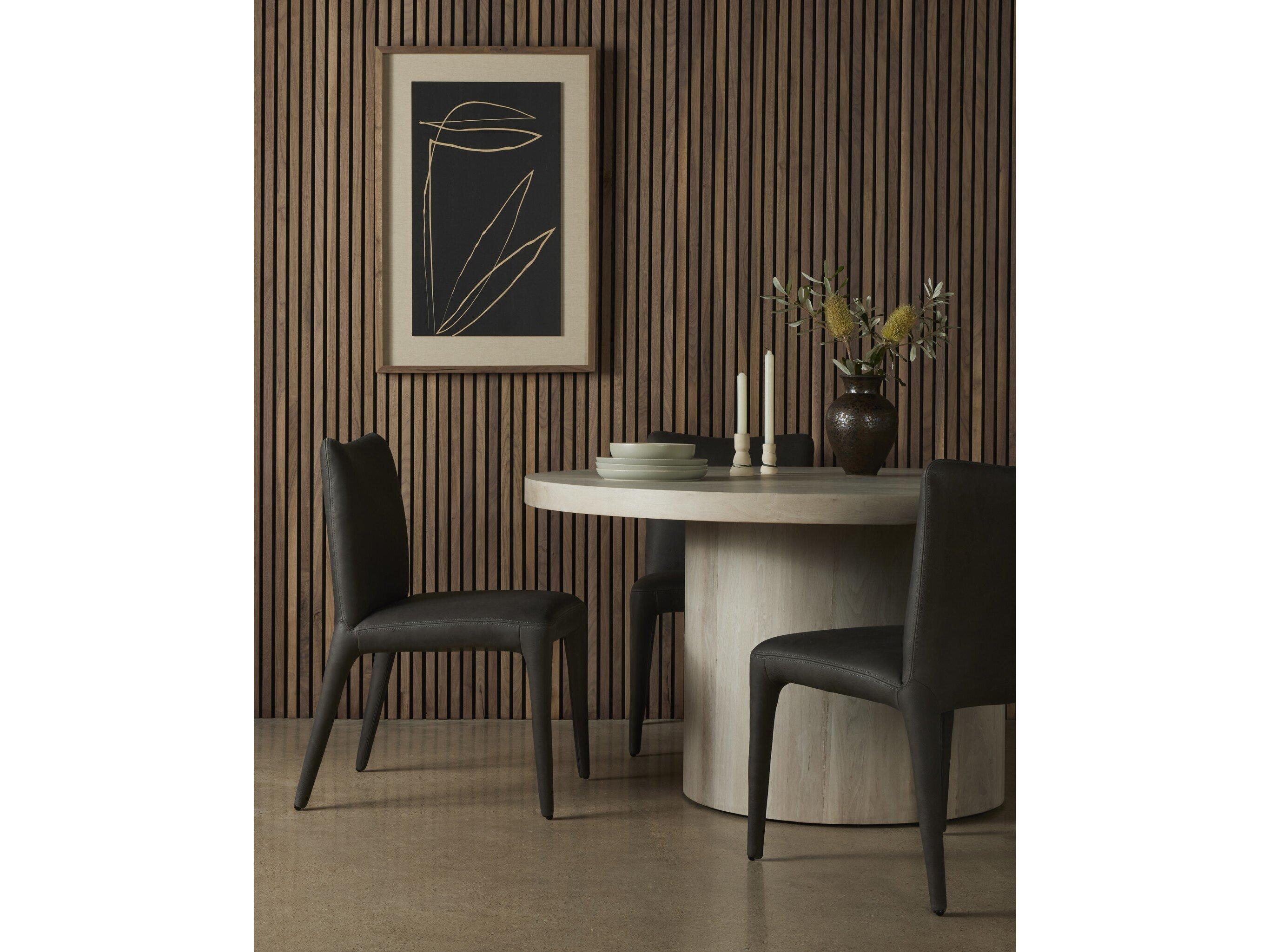 Four Hands Carnegie Monza Leather Gray Upholstered Side Dining Chair