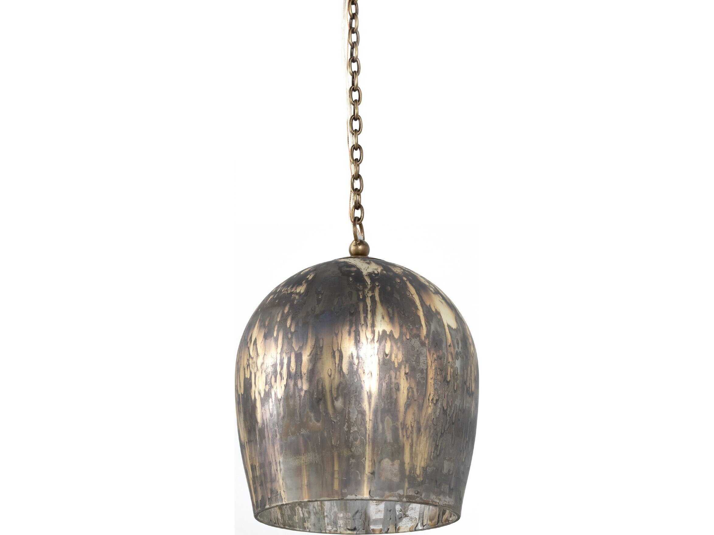 Four Hands Hutton 1-Light Antique Brass Clear Glass Dome Linear Mini Pendant