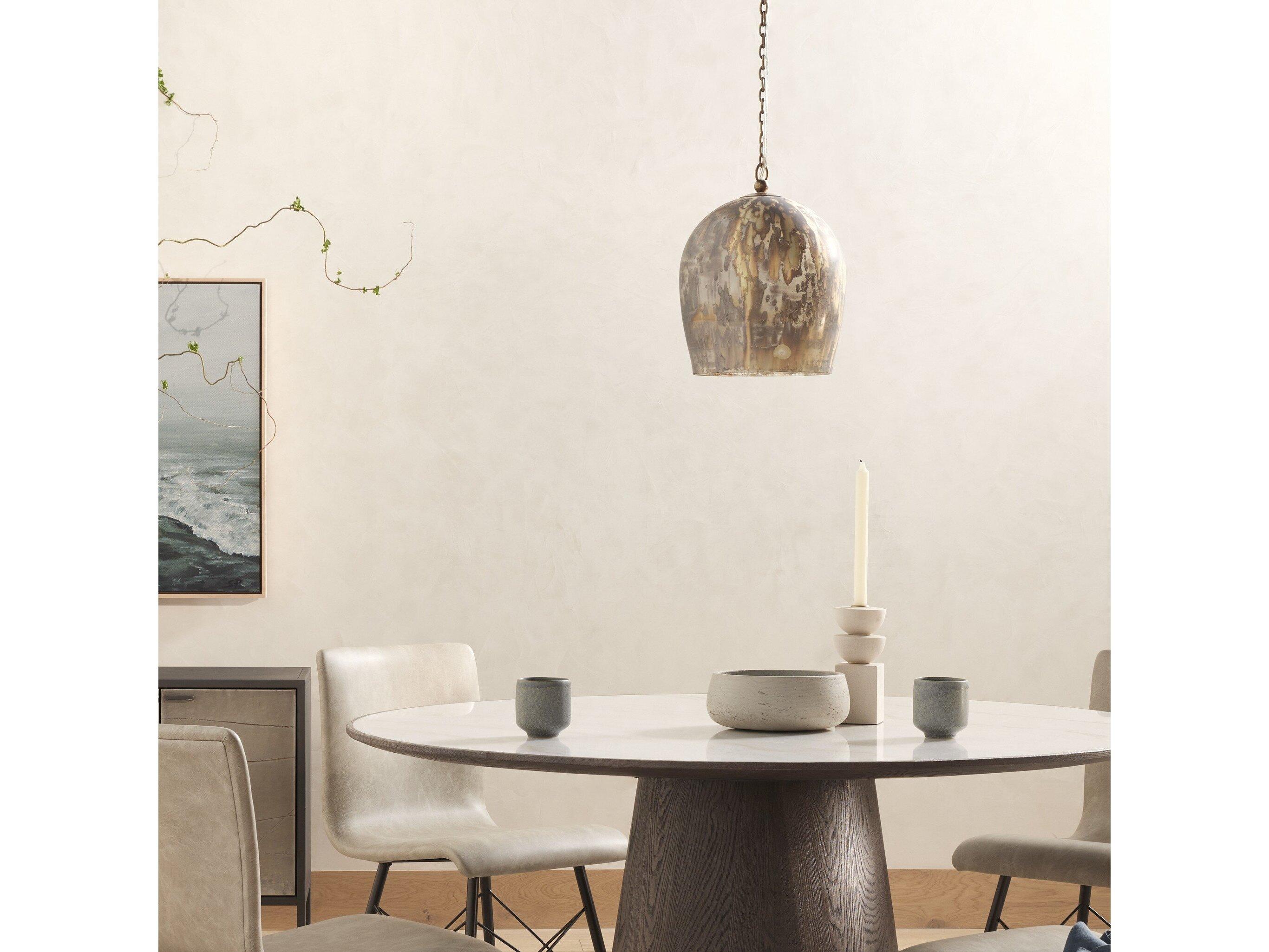 Four Hands Hutton 1-Light Antique Brass Clear Glass Dome Linear Mini Pendant