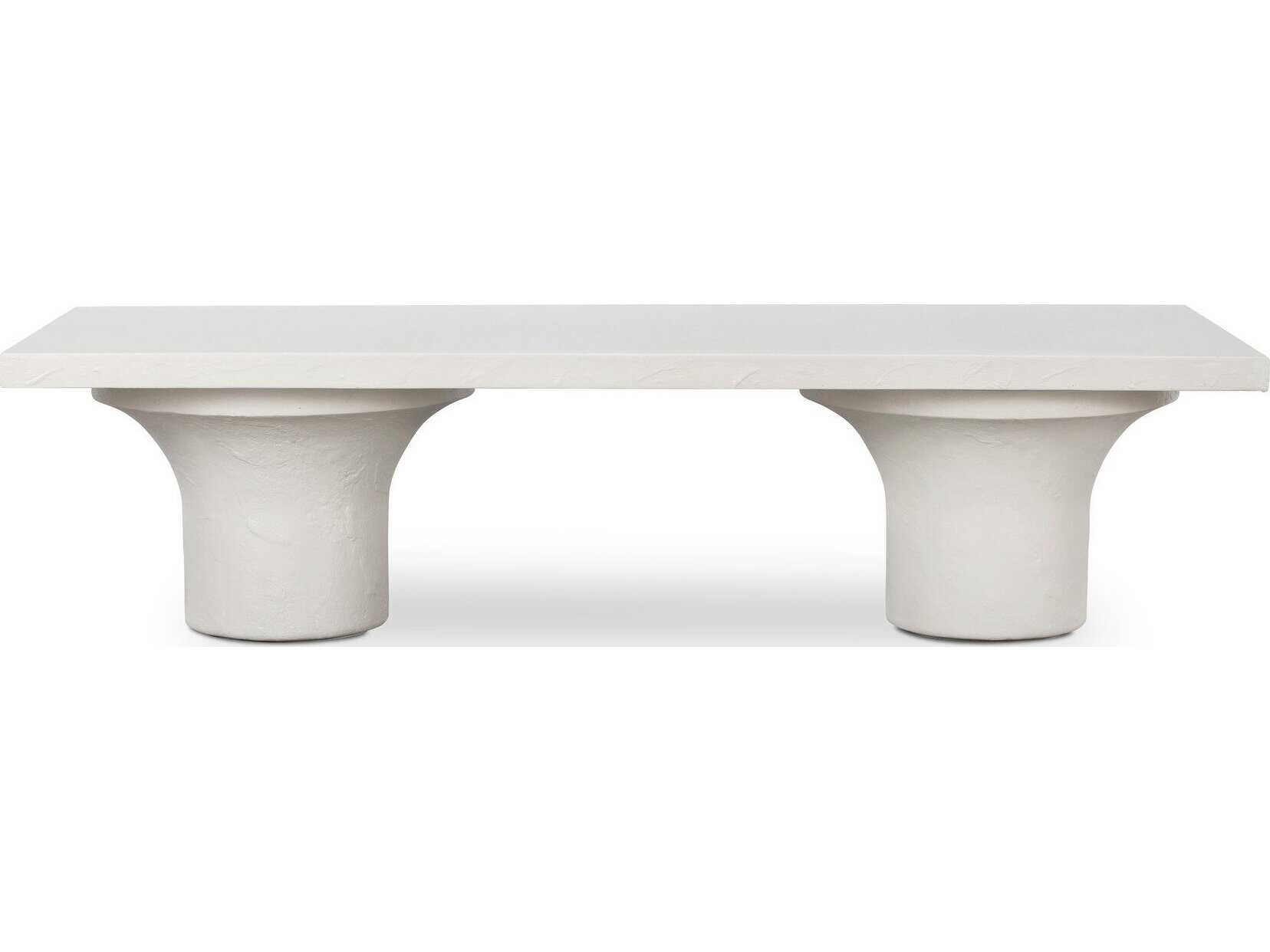 Four Hands Constantine Parra Rectangular Plaster Molded Concrete White Coffee Table
