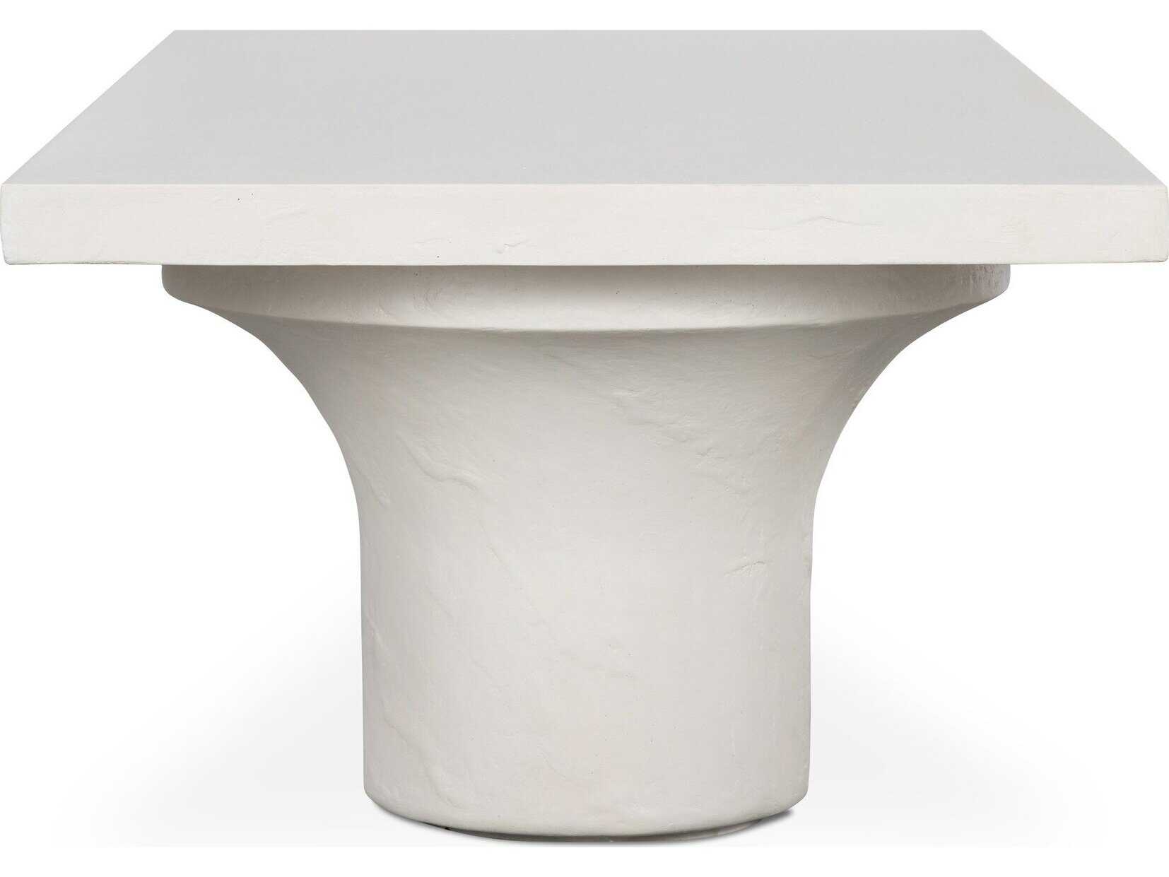 Four Hands Constantine Parra Rectangular Plaster Molded Concrete White Coffee Table