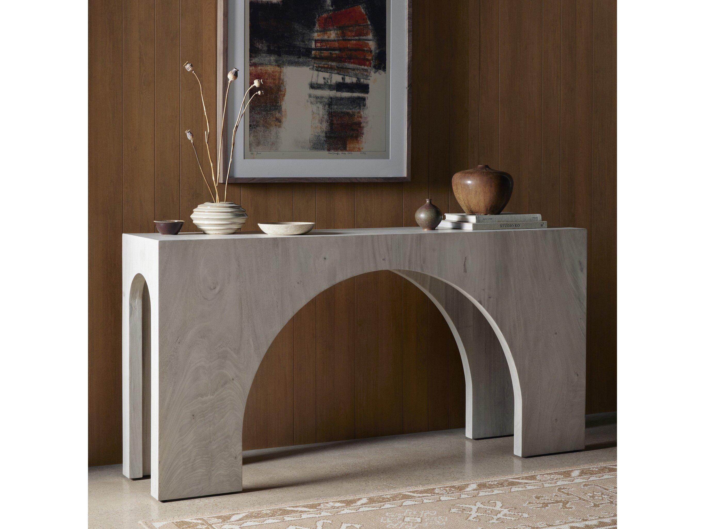 Four Hands Wesson Fausto Rectangular Wood Bleached Guanacaste Console Table