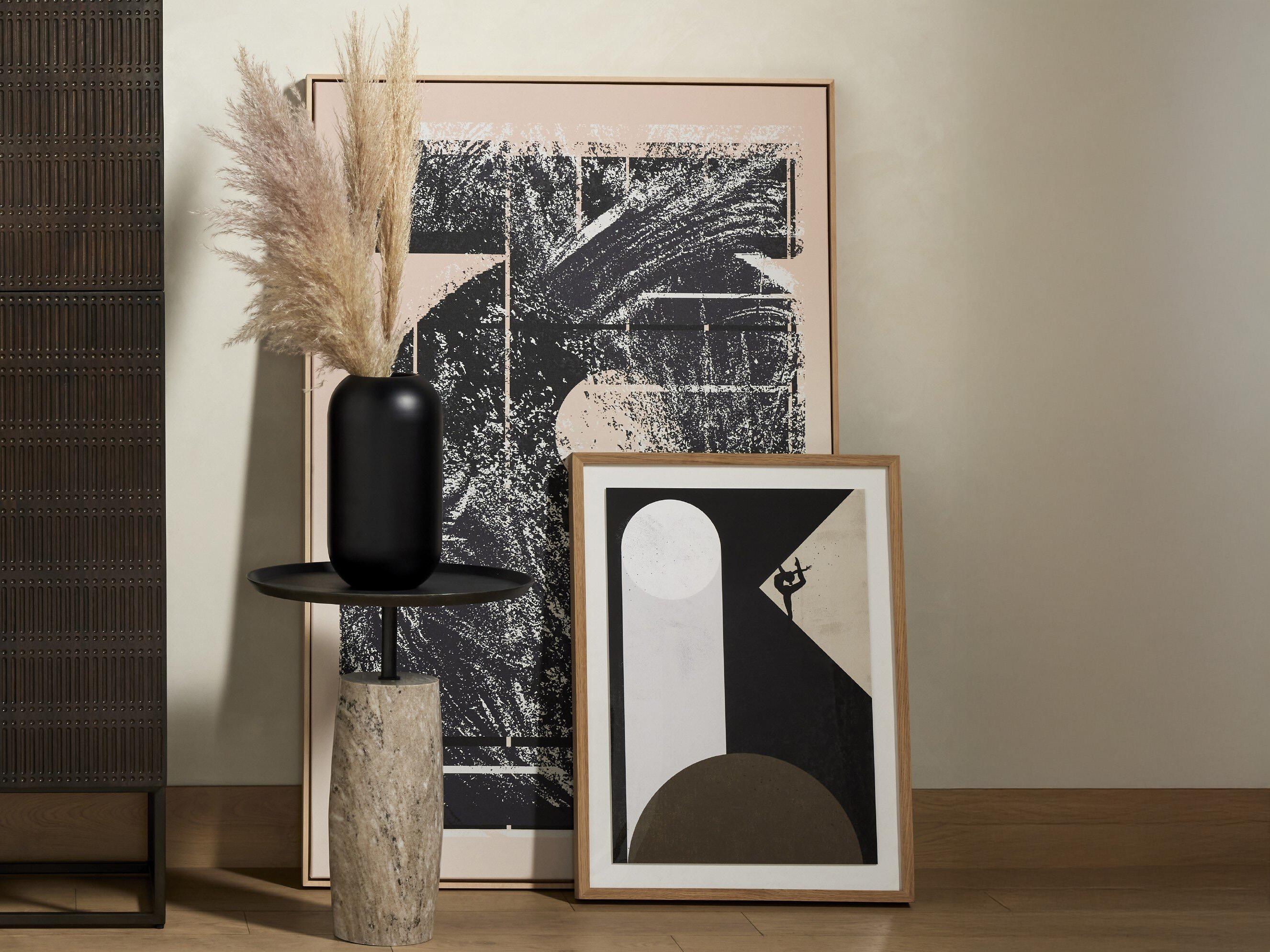 Four Hands Marlow Cronos Round Metal River Grey Marble Solid Aged End Table