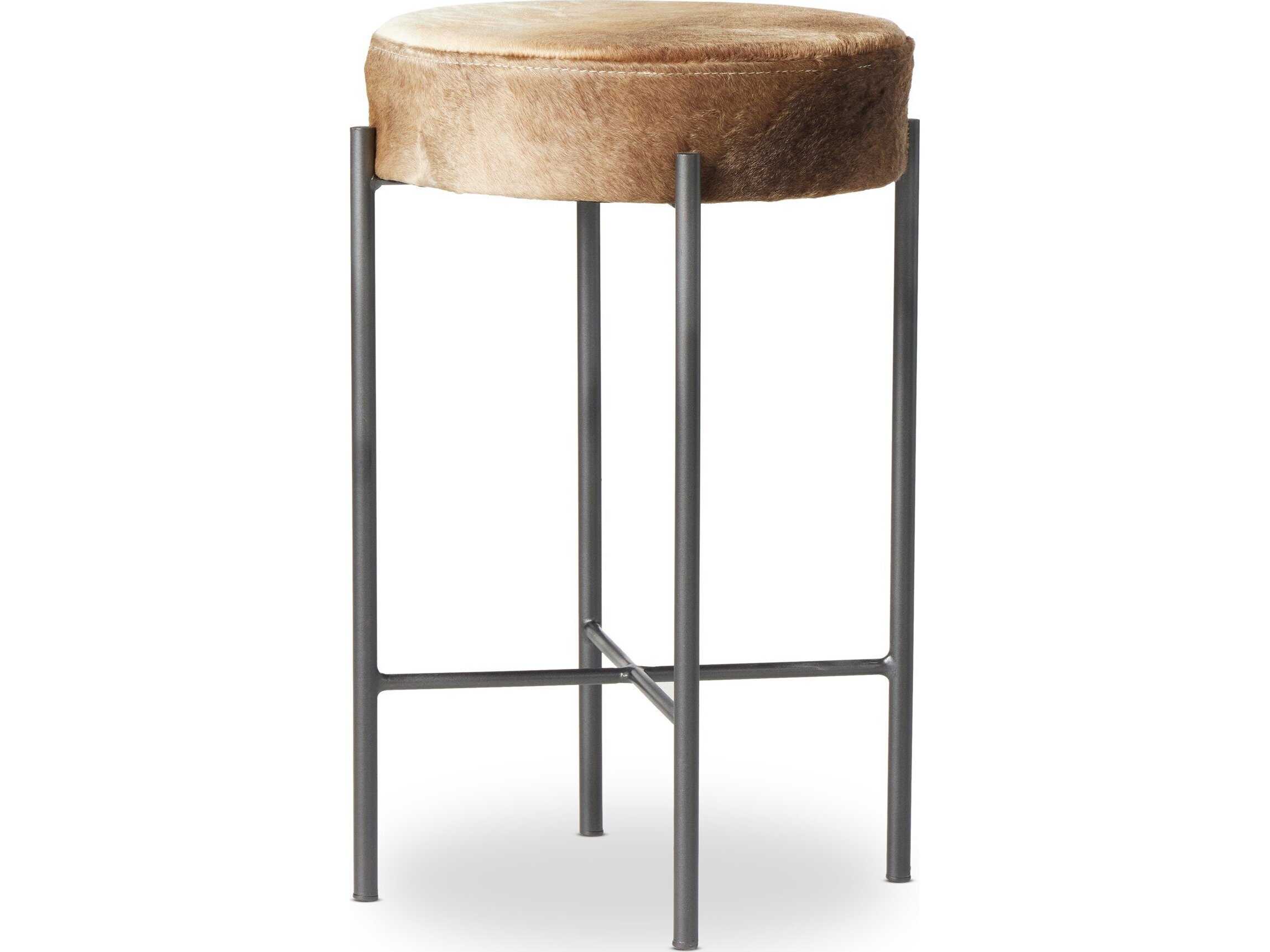 Four Hands Sevilla Nocona Fur Gunmetal Speckled Hide Counter Stool