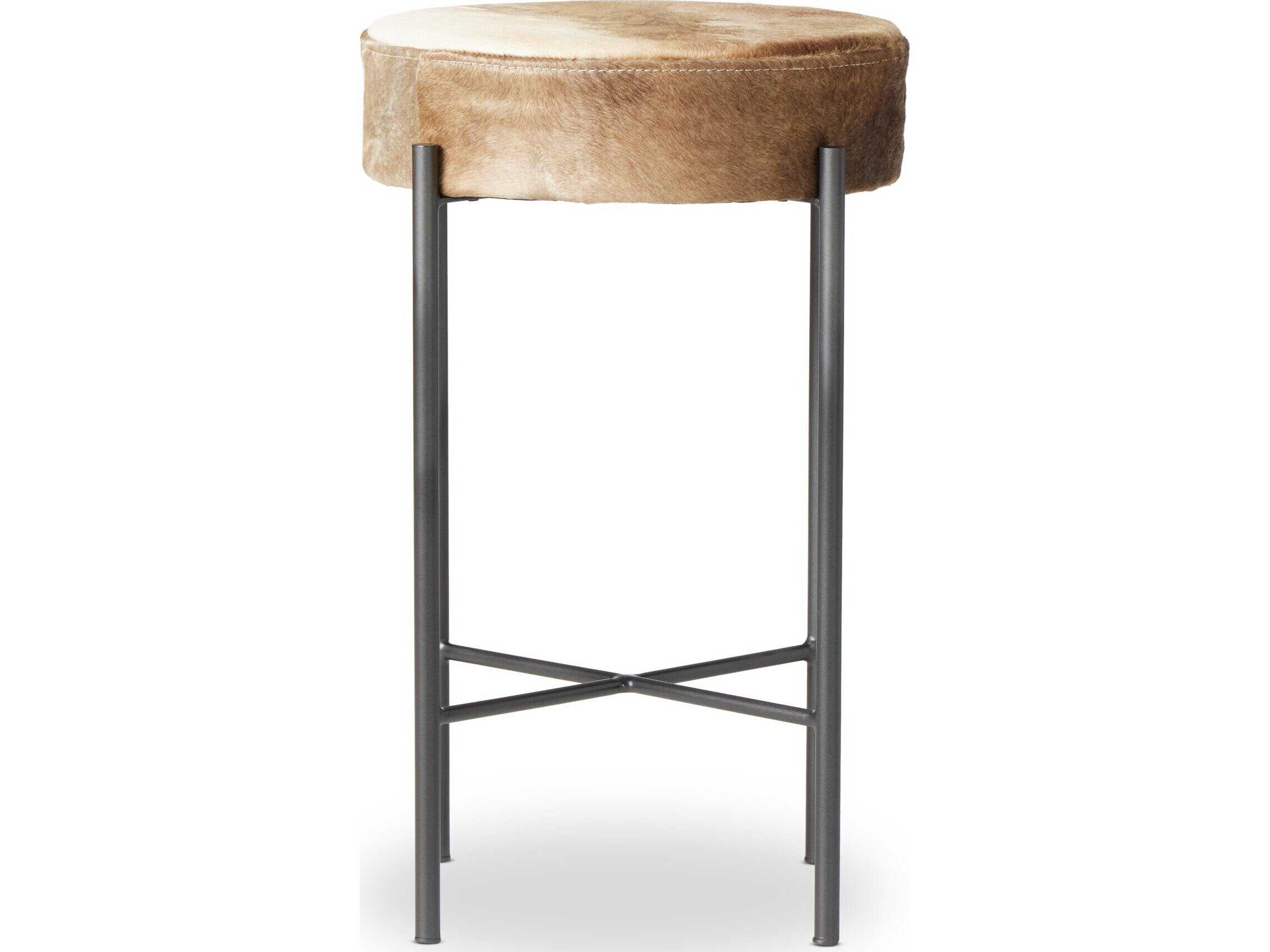Four Hands Sevilla Nocona Fur Gunmetal Speckled Hide Counter Stool